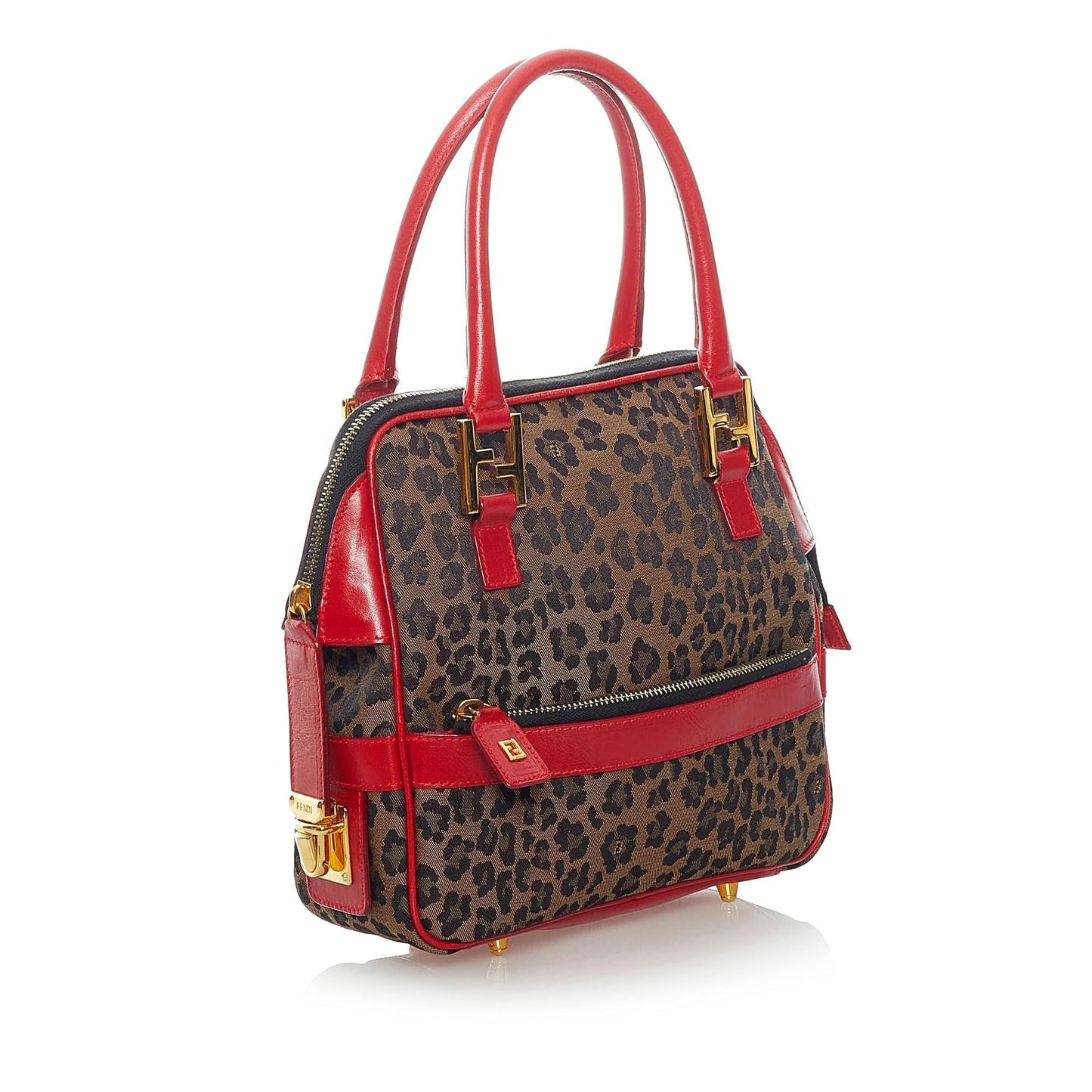 Fendi Leopard Print Satchel Shg Nylon Satchel Bag
