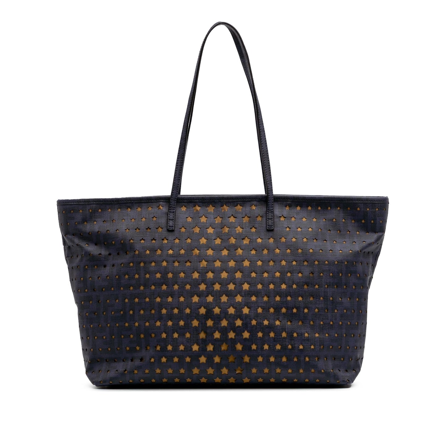 Fendi Coated Laser Cut Star Roll Tote Canvas Medium Tote Bag