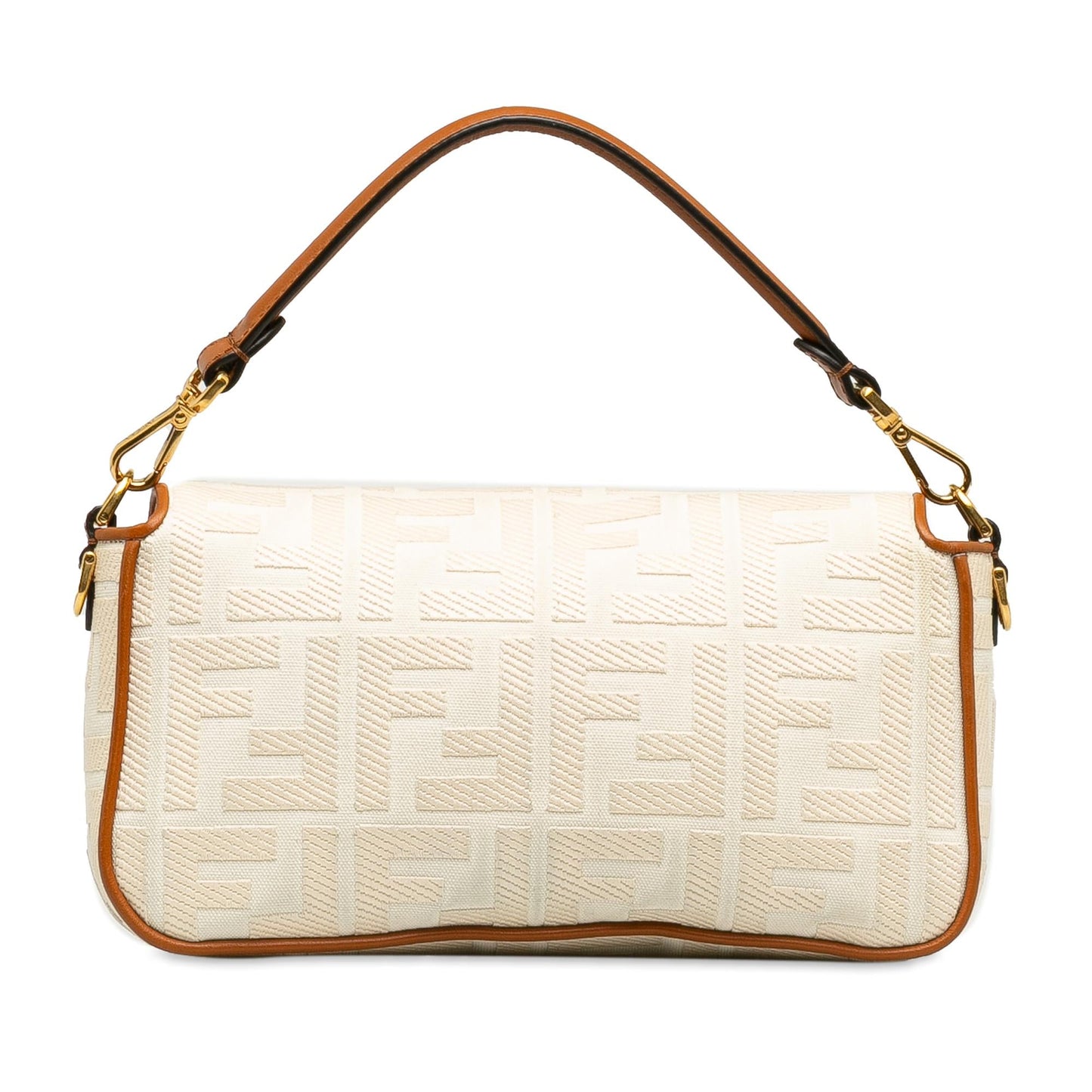 Fendi Ff Baguette Shg Satchel Bag Canvas Medium Embossed