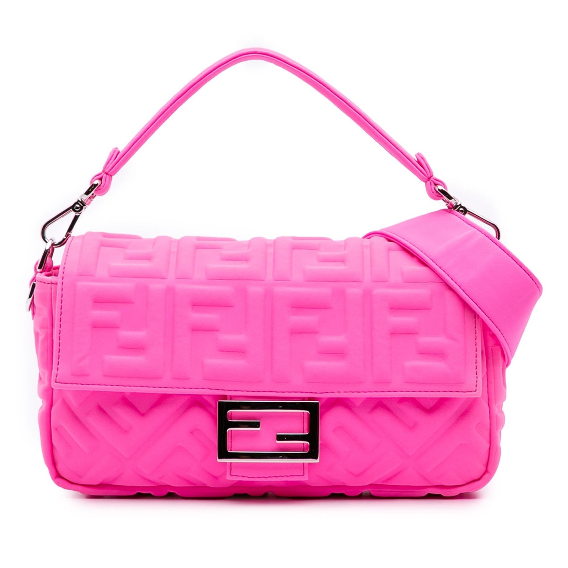 Fendi Lycra Baguette Satchel Medium Embossed Satchel Bag