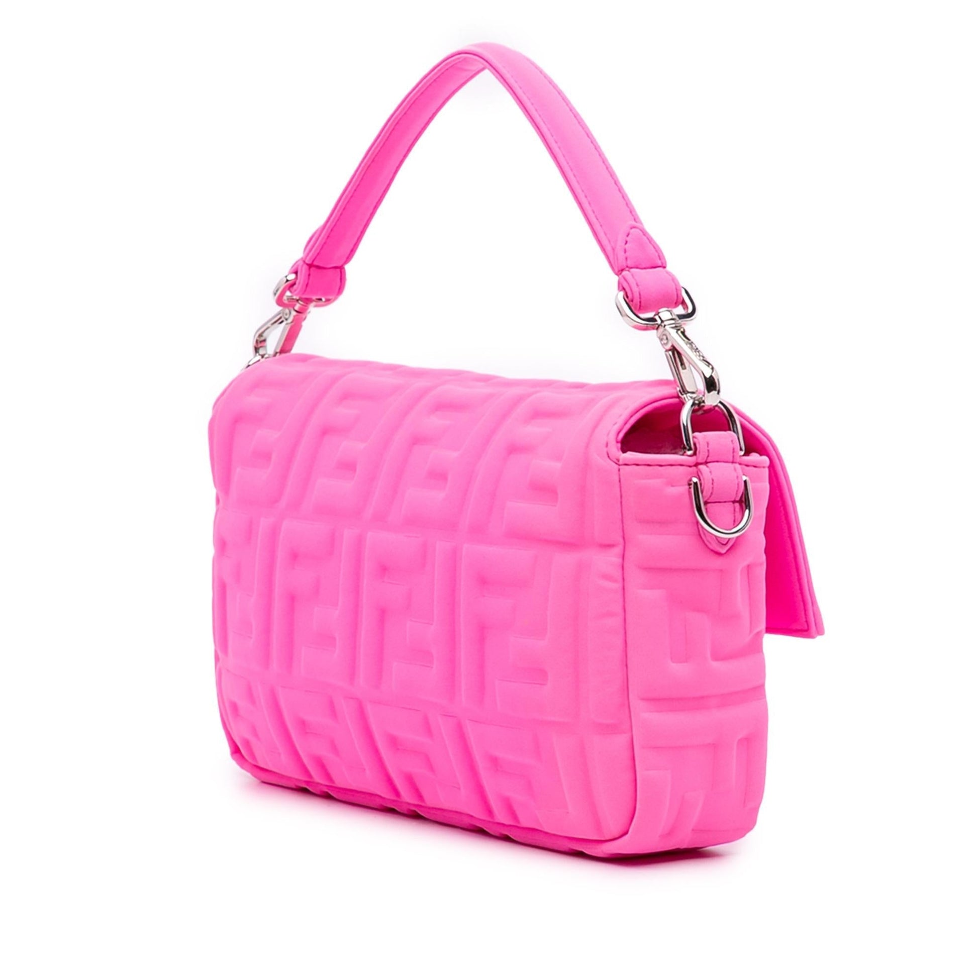 Fendi Lycra Baguette Satchel Medium Embossed Satchel Bag