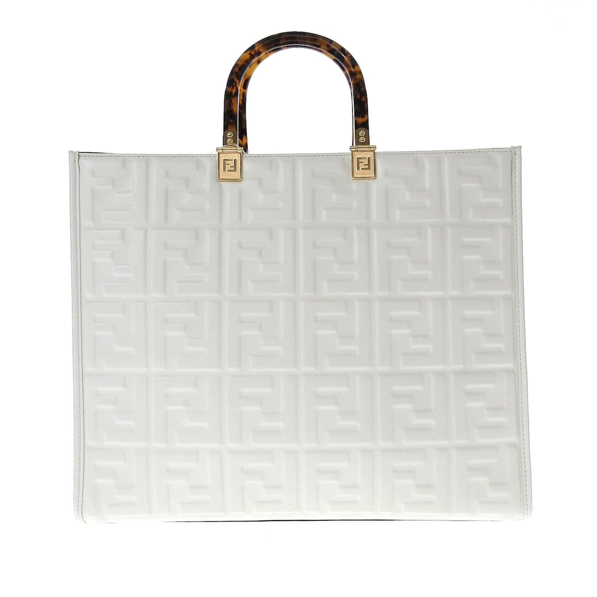 Fendi Zucca Sunshine Shopper Tote Shg Qba Medium Embossed Tote Bag