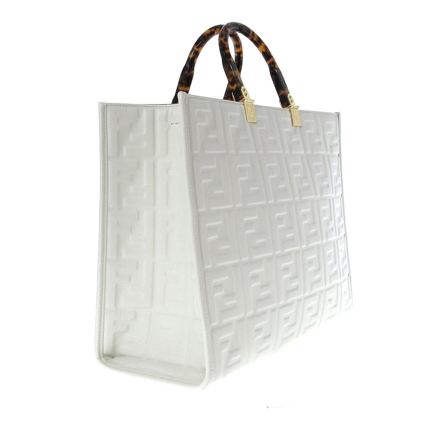 Fendi Zucca Sunshine Shopper Tote Shg Qba Medium Embossed Tote Bag