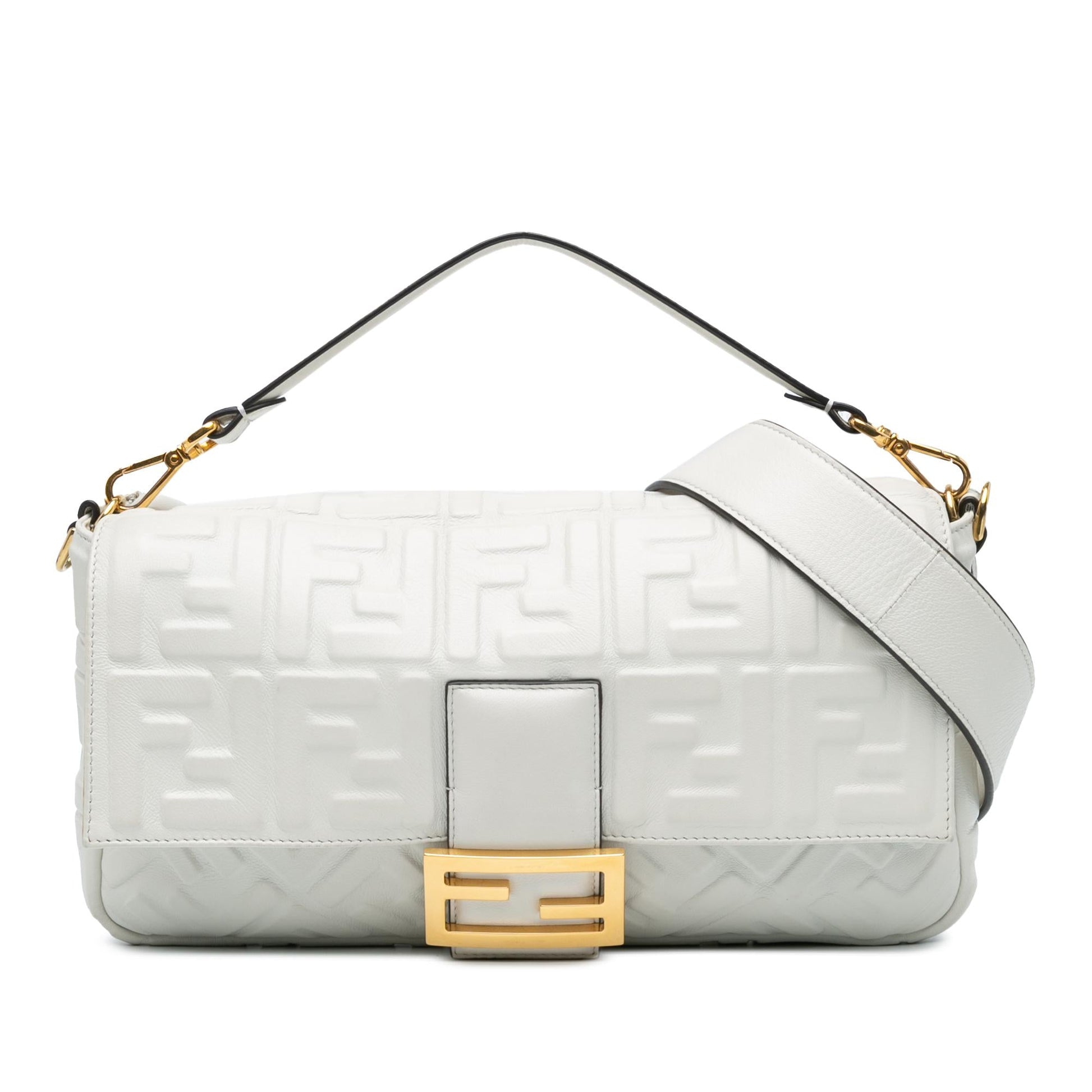 Fendi Ff Baguette Satchel Shg Agyb4Y Leather Medium Embossed Satchel Bag