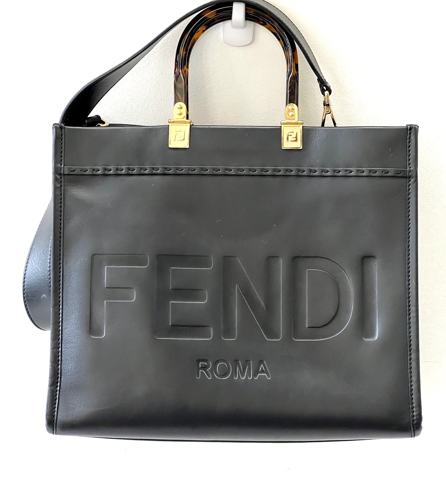 Fendi Shopper Tote Bag Leather Medium Shopper Tote Bag