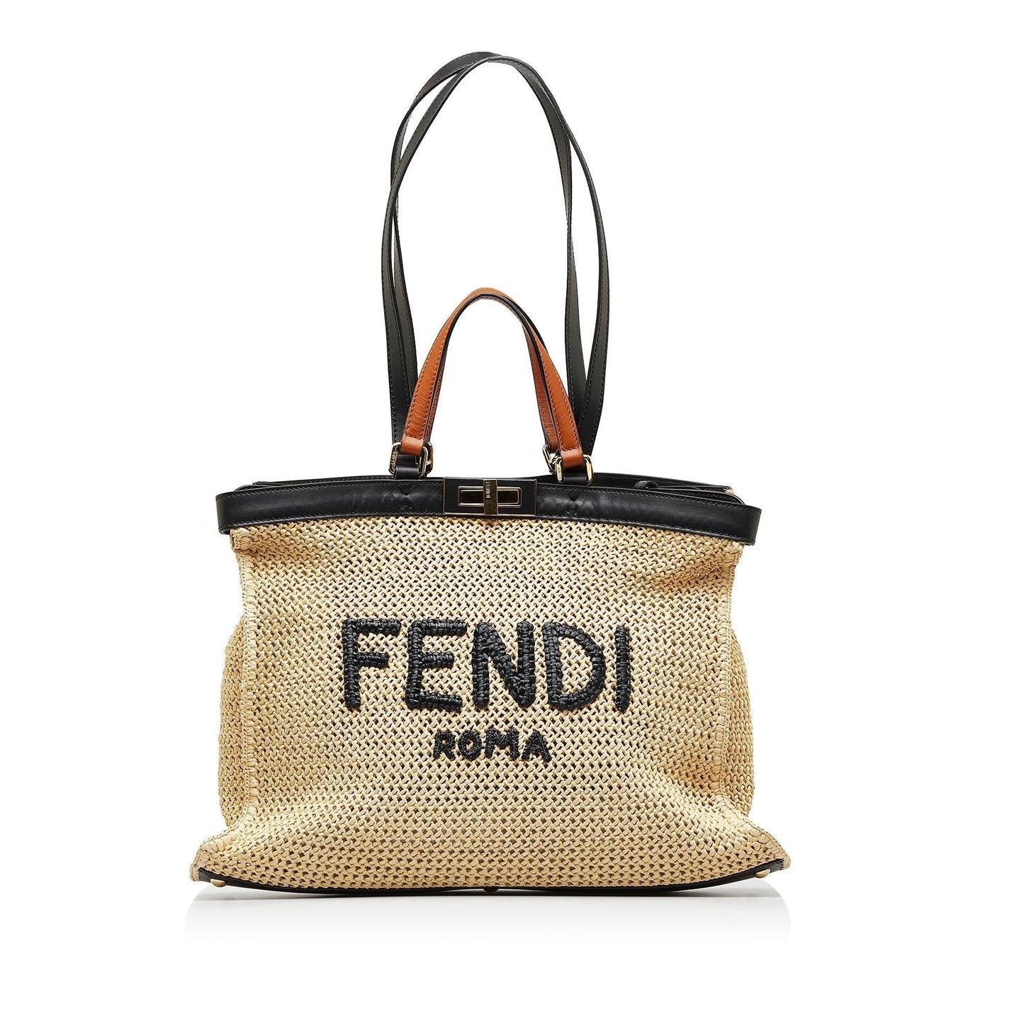 Fendi Peekaboo Tote Shg Xeawzy Raffia Medium Tote Bag