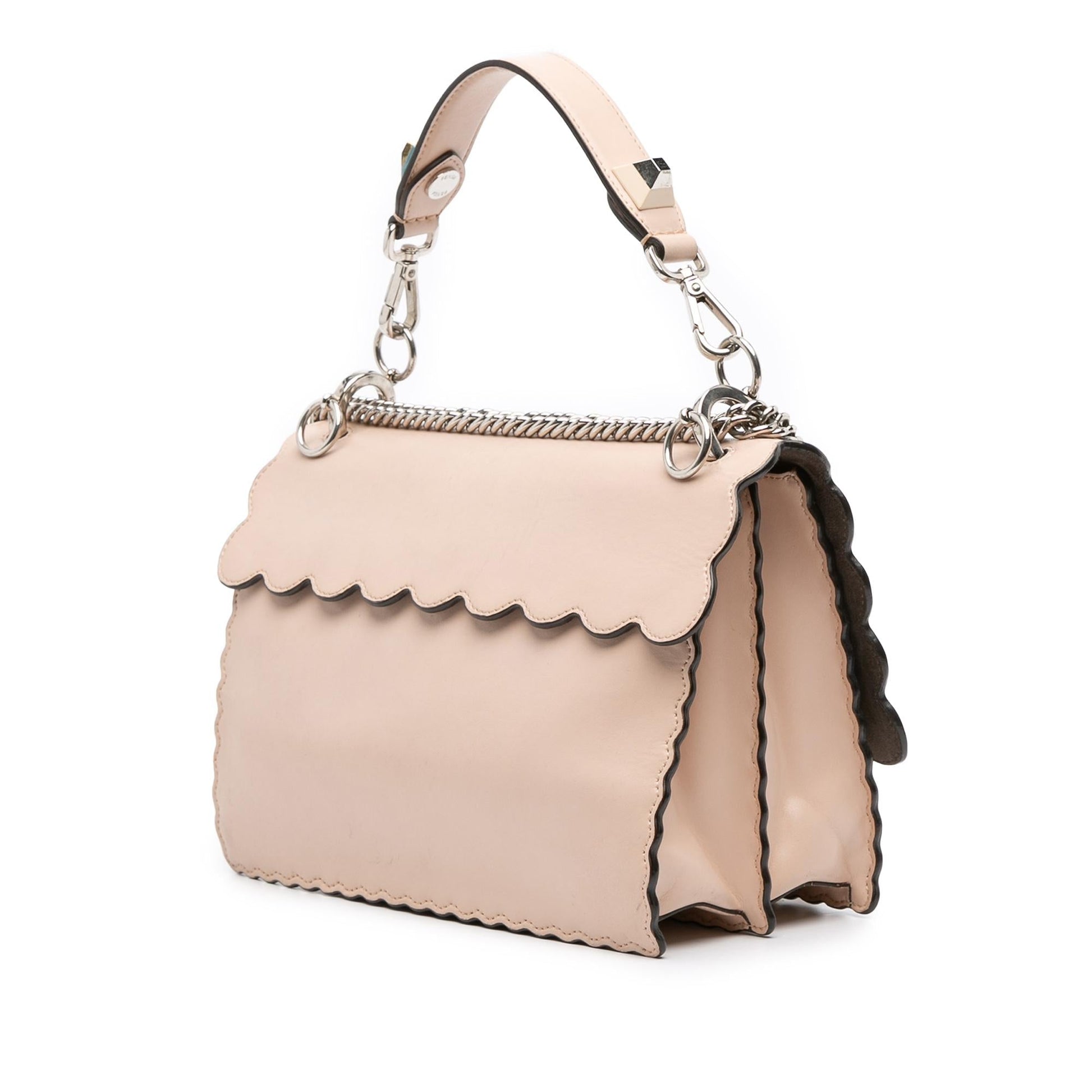 Fendi Scalloped Kan Satchel Leather Medium Satchel Bag