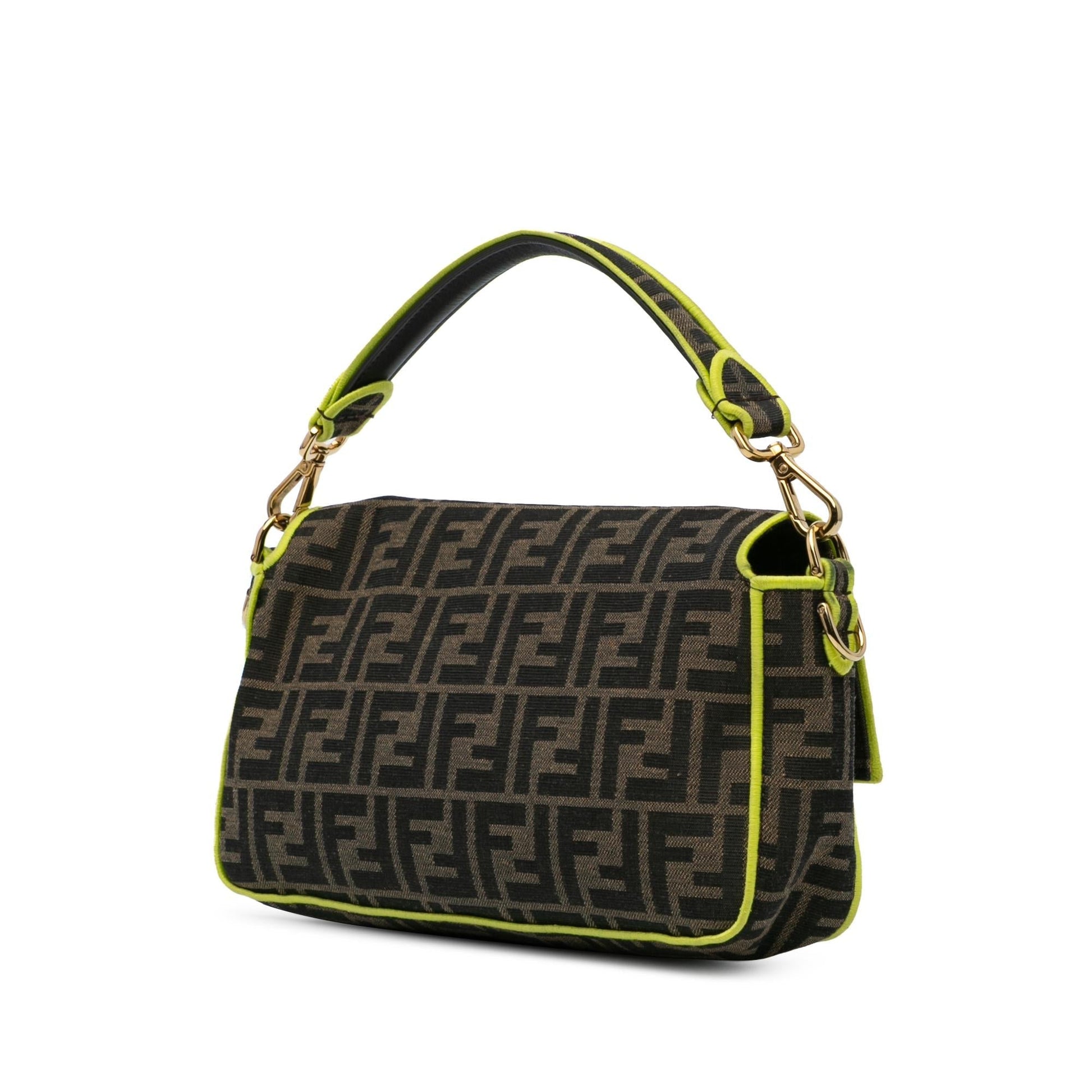 Fendi Zucca Fluo Trim Baguette Satchel Canvas Medium Satchel Bag Trim Baguette Satchel