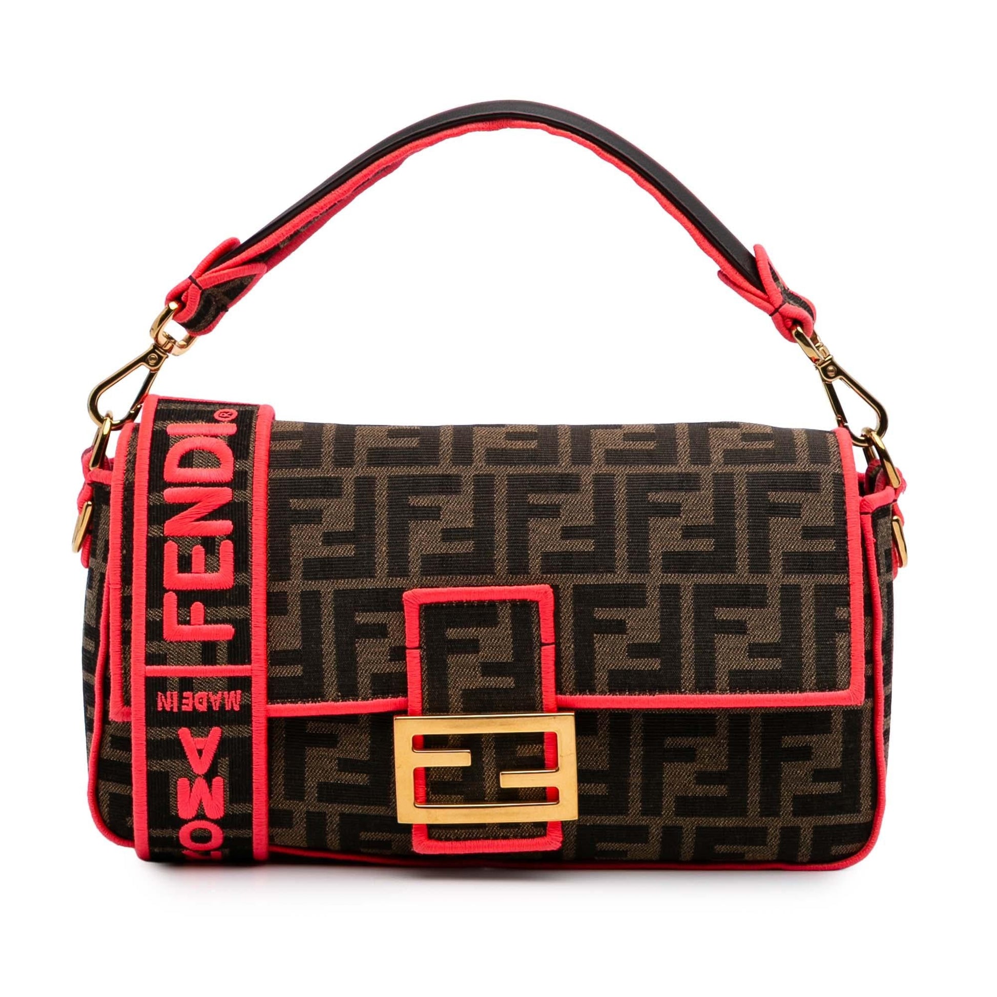 Fendi Zucca Fluo Trim Baguette Satchel Canvas Medium Satchel Bag Baguette Satchel 3