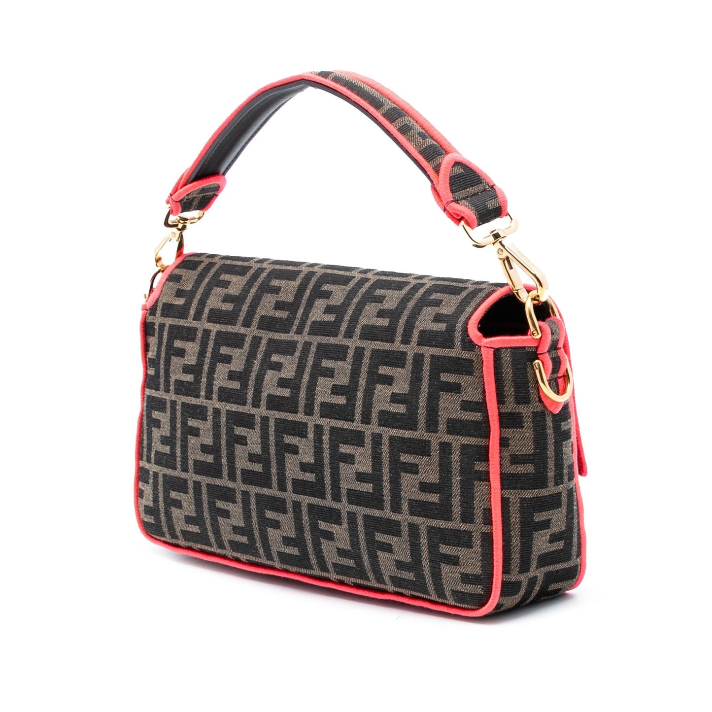 Fendi Zucca Fluo Trim Baguette Satchel Canvas Medium Satchel Bag