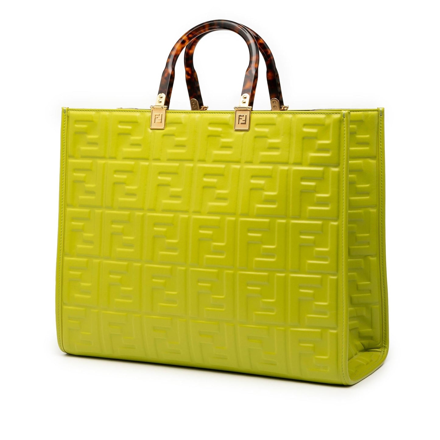 Fendi Zucca Sunshine Shopper Tote Leather Medium Embossed Tote Bag