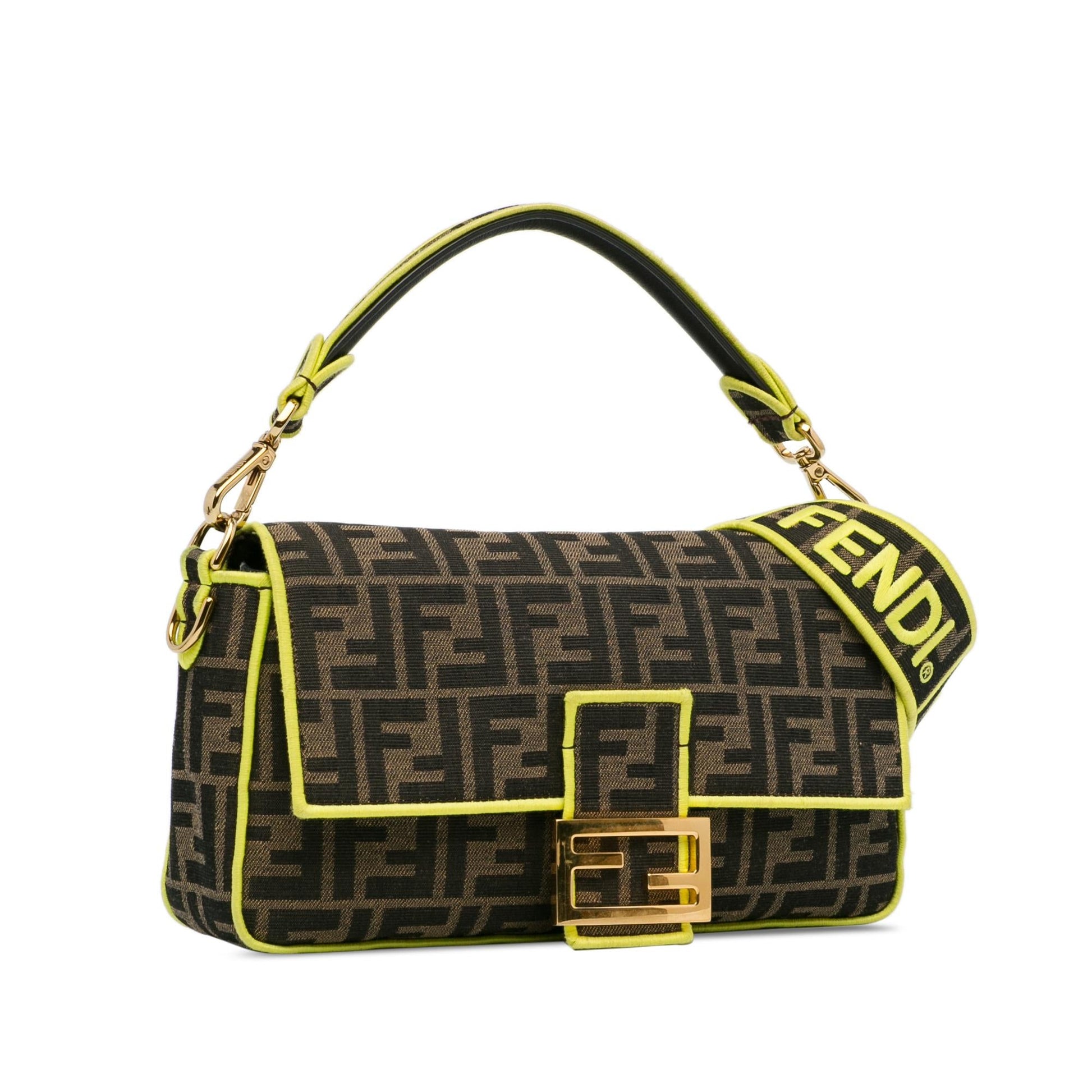 Fendi Zucca Fluo Trim Baguette Satchel Shg Js2Nd7 Medium Satchel Bag