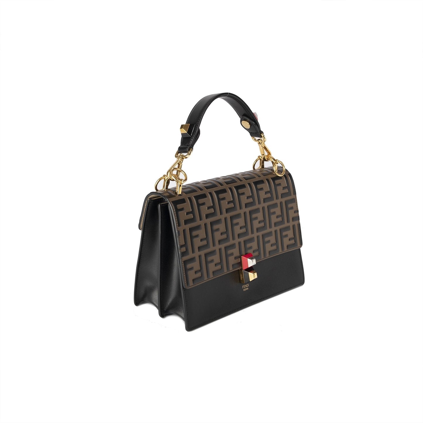 Fendi Zucca Kan Liberty Shoulder Bag Leather Medium