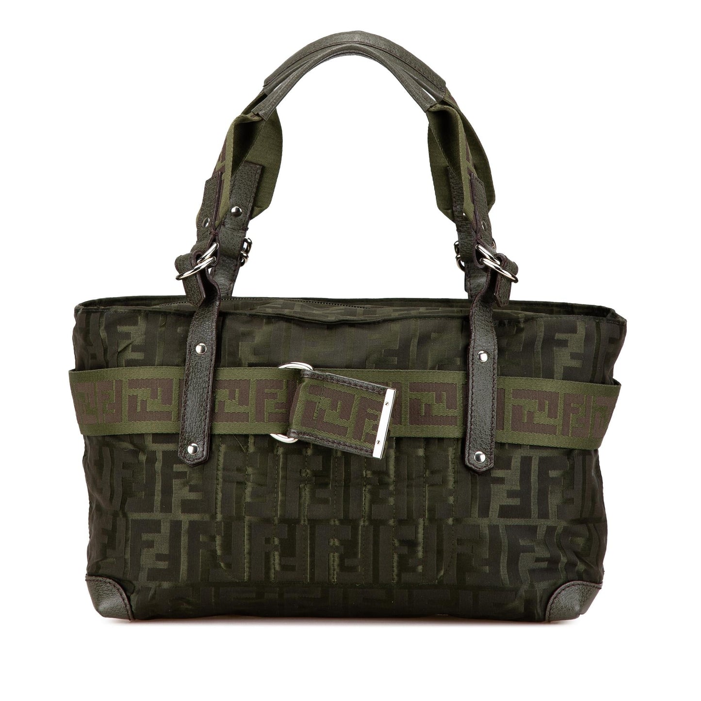 Fendi Zucca Code Handbag Nylon Medium Zip Satchel Bag Handbag Shg 2Jhyg0