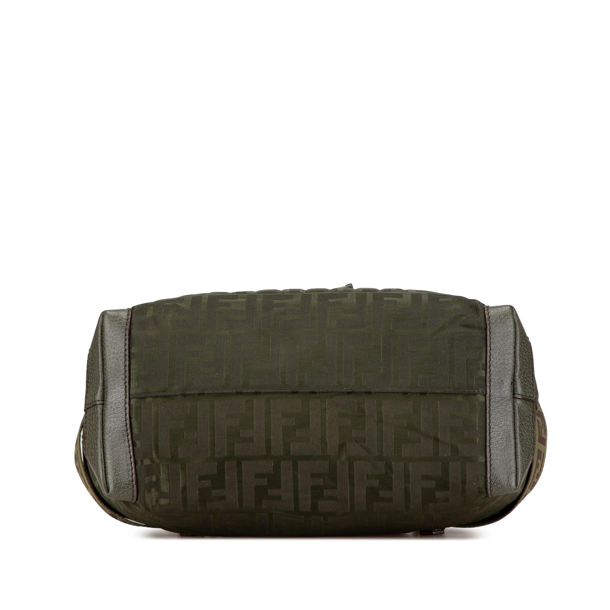 Fendi Zucca Code Handbag Nylon Medium Zip Satchel Bag