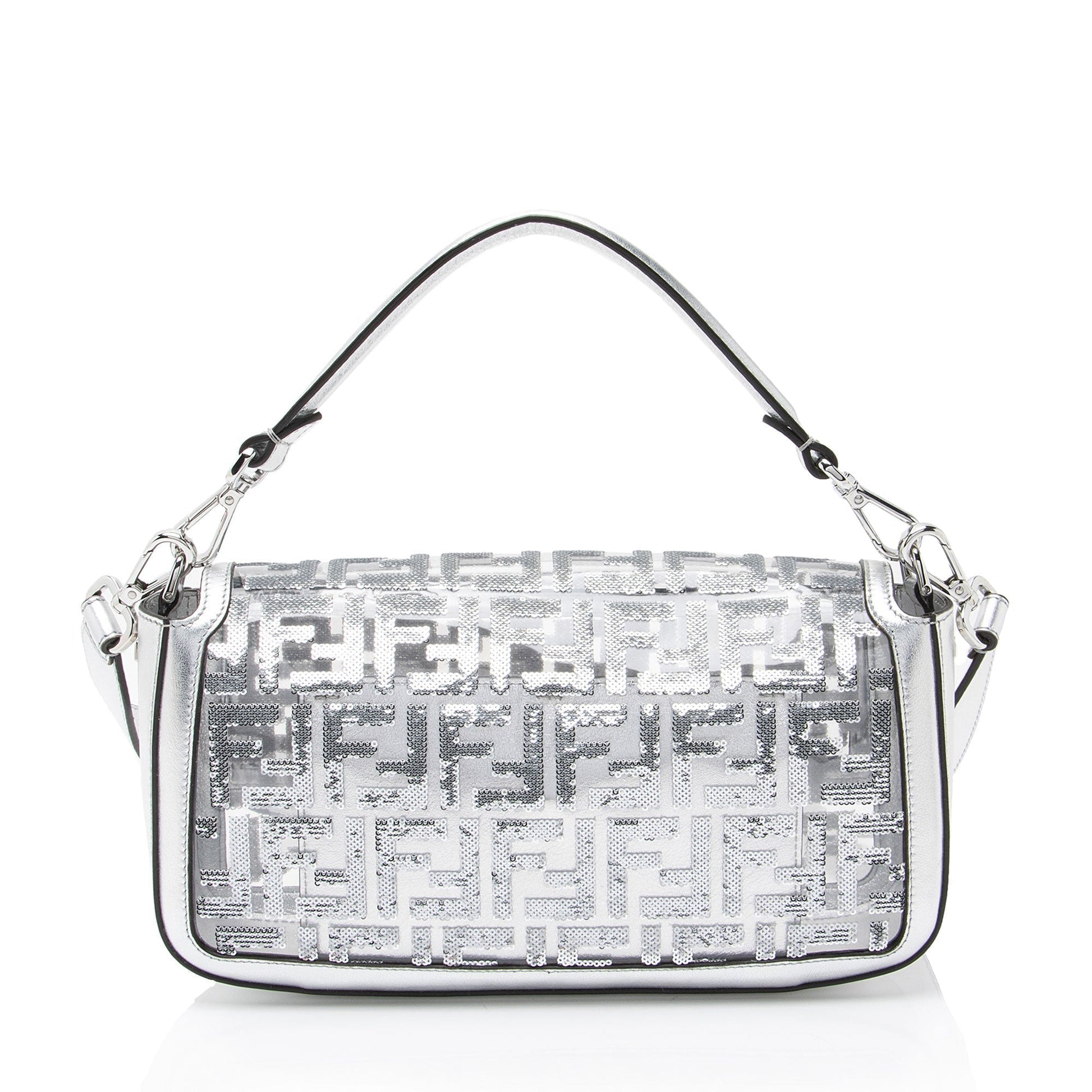 Fendi Metallic Ff Sequin Pvc Baguette Shoulder Bag Leather Medium