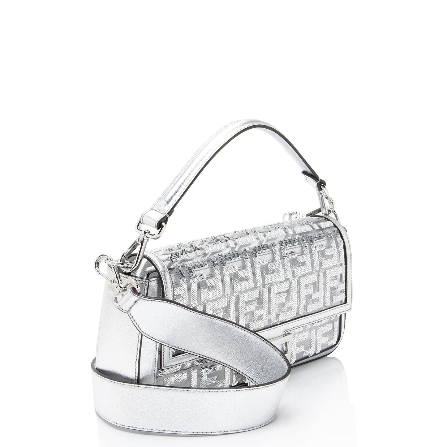 Fendi Metallic Ff Sequin Pvc Baguette Shoulder Bag Leather Medium