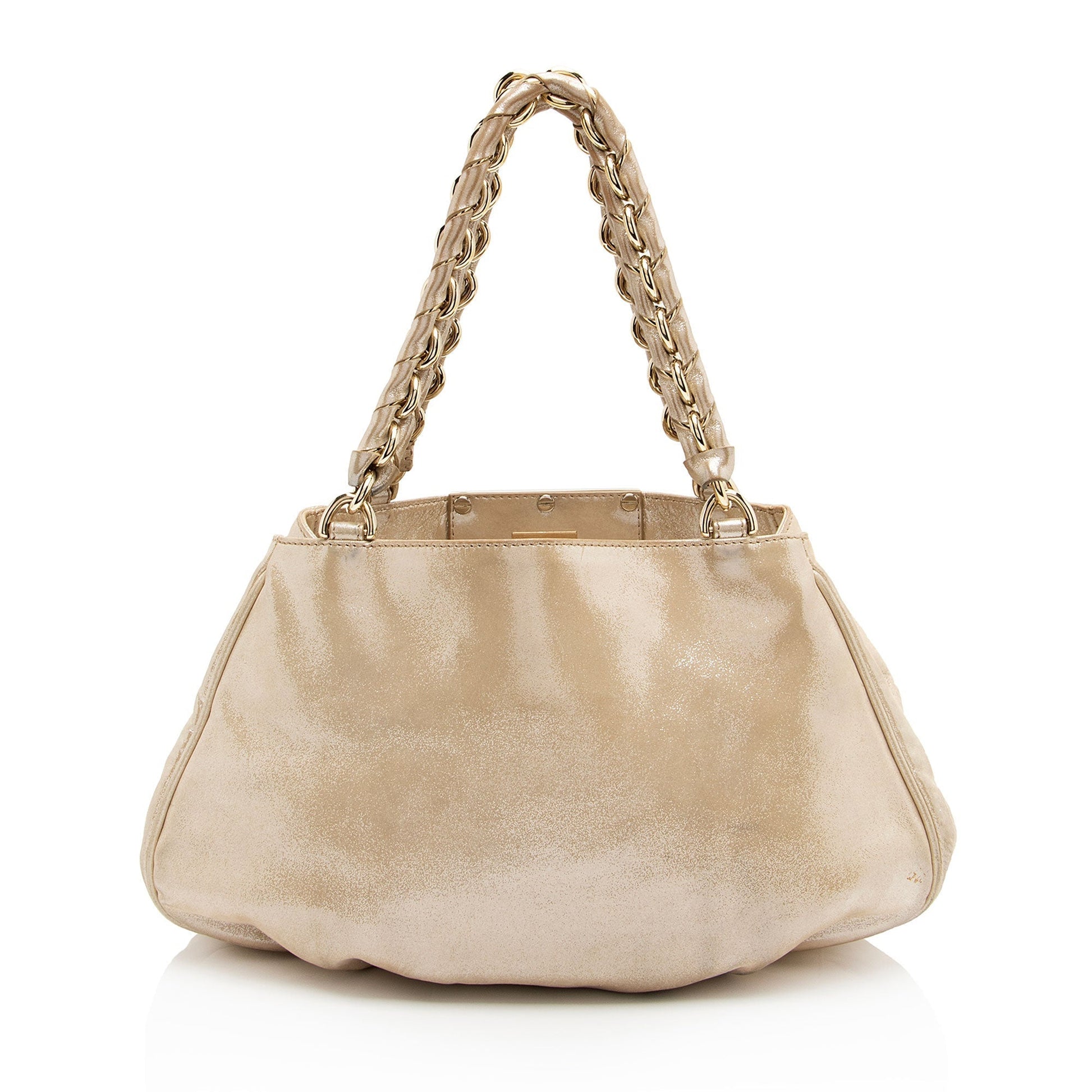Fendi Metallic Mia Tote Shf A0Flcj Leather Small Tote Bag