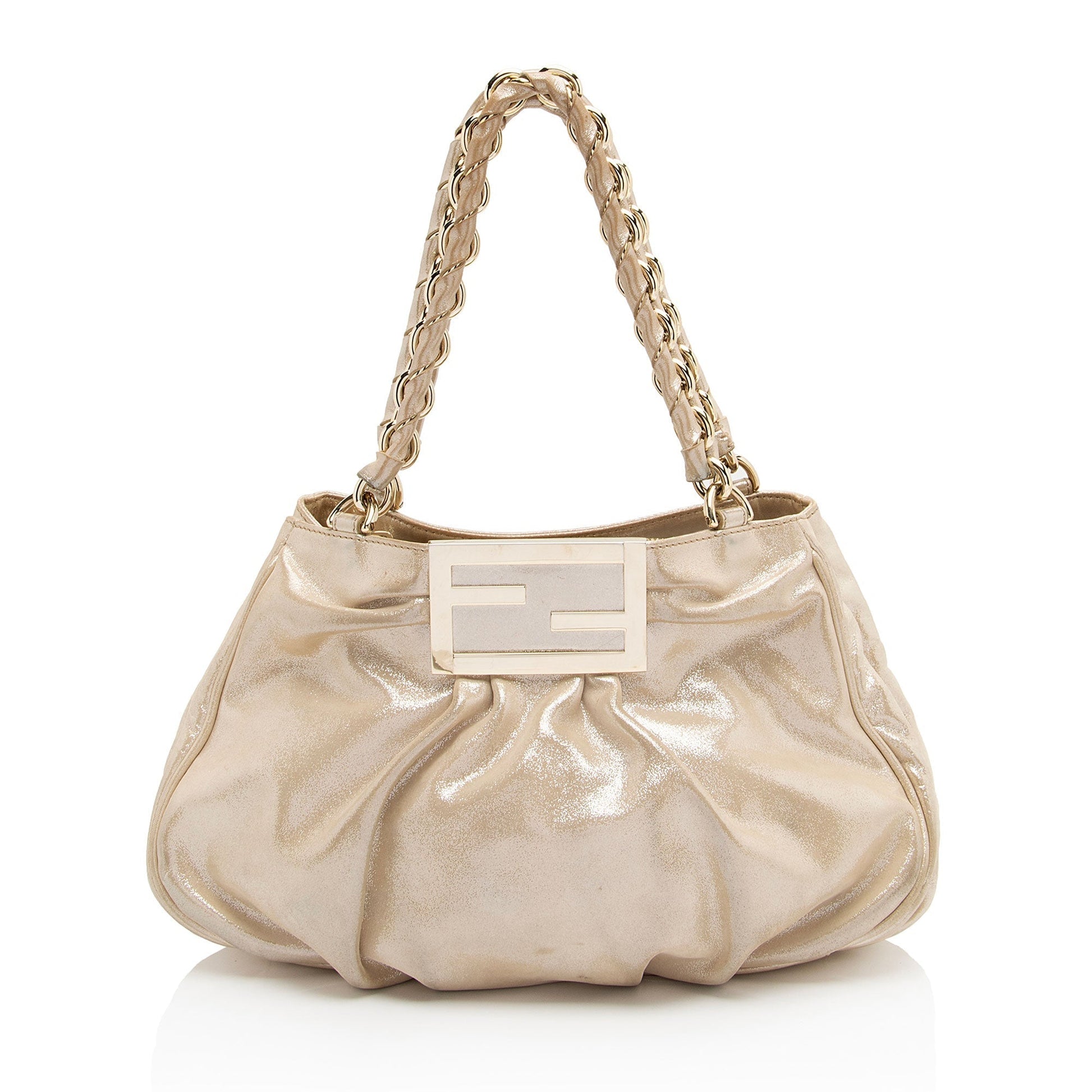 Fendi Metallic Mia Tote Shf A0Flcj Leather Small Tote Bag