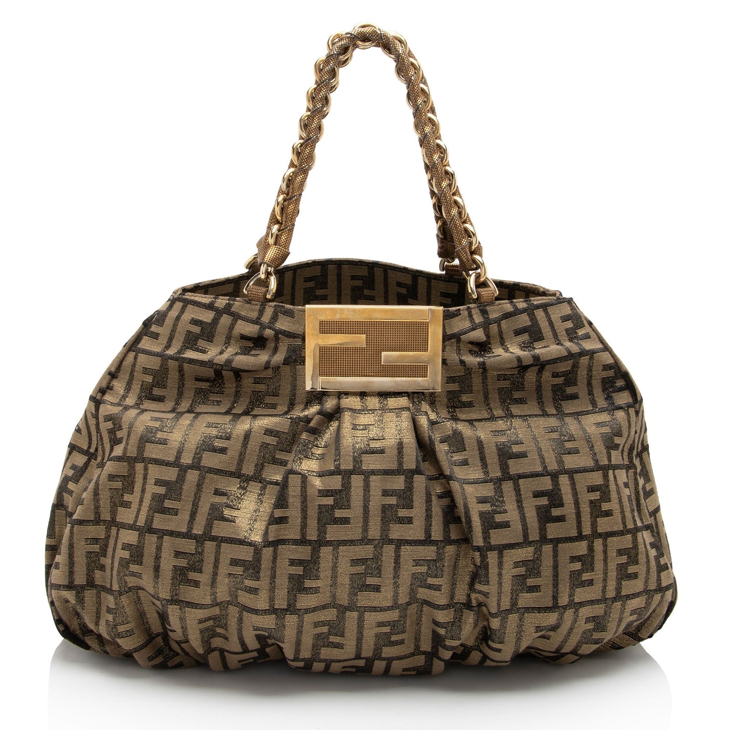 Fendi Metallic Zucca Mia Tote Shf U1X9R2 Large Tote Bag