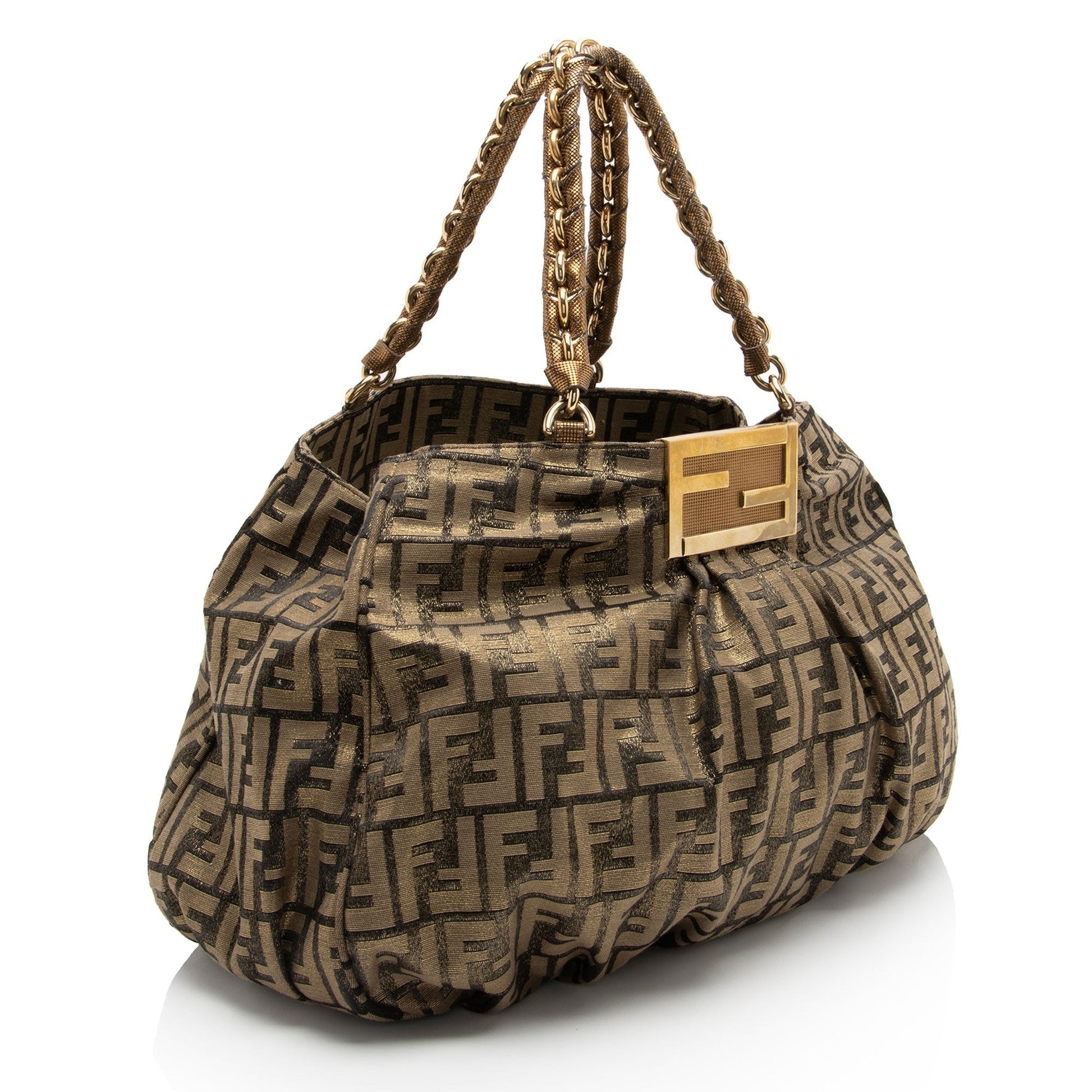 Fendi Metallic Zucca Mia Tote Shf U1X9R2 Large Tote Bag