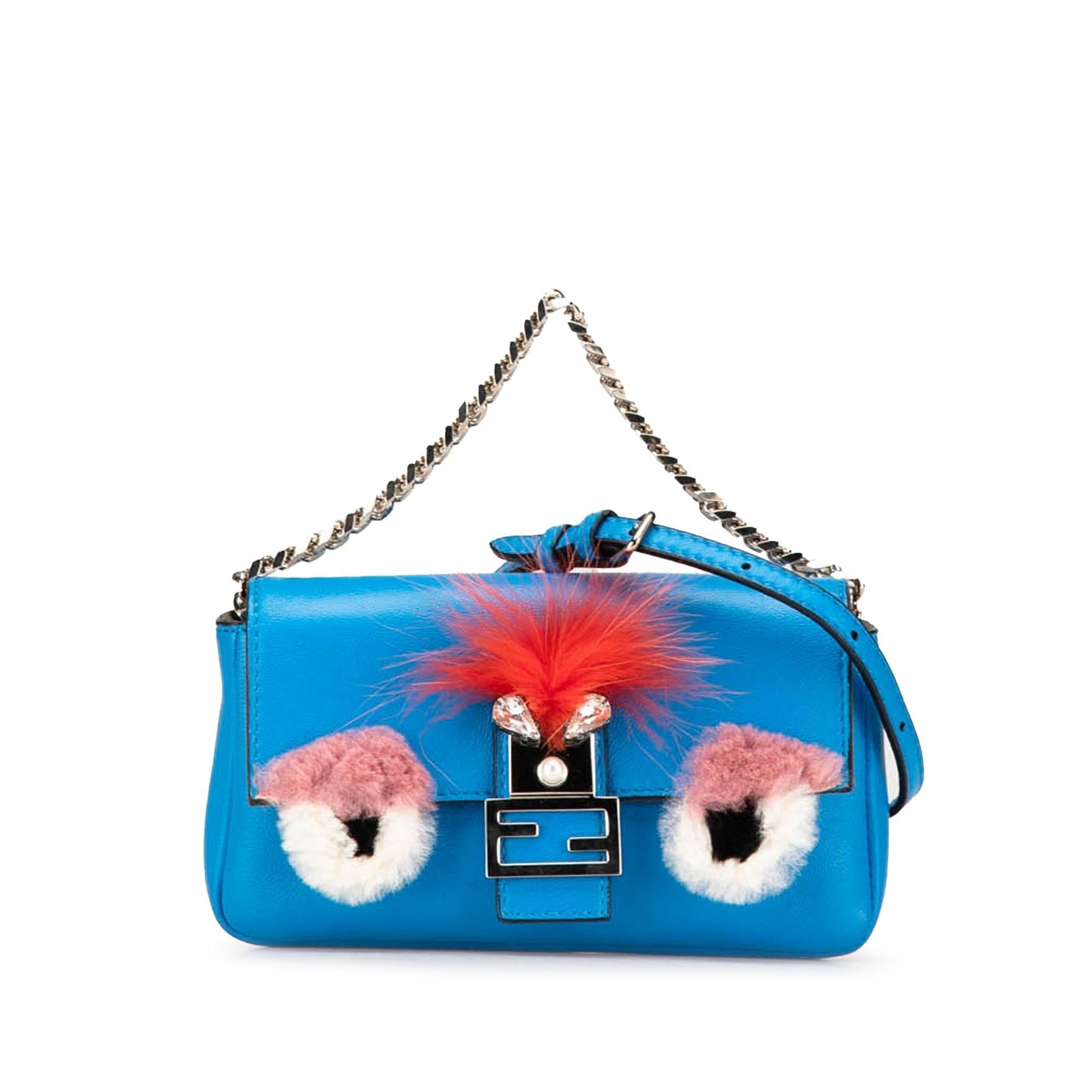 Fendi Monster Baguette Satchel Leather Micro Satchel Bag Monster Baguette Satchel
