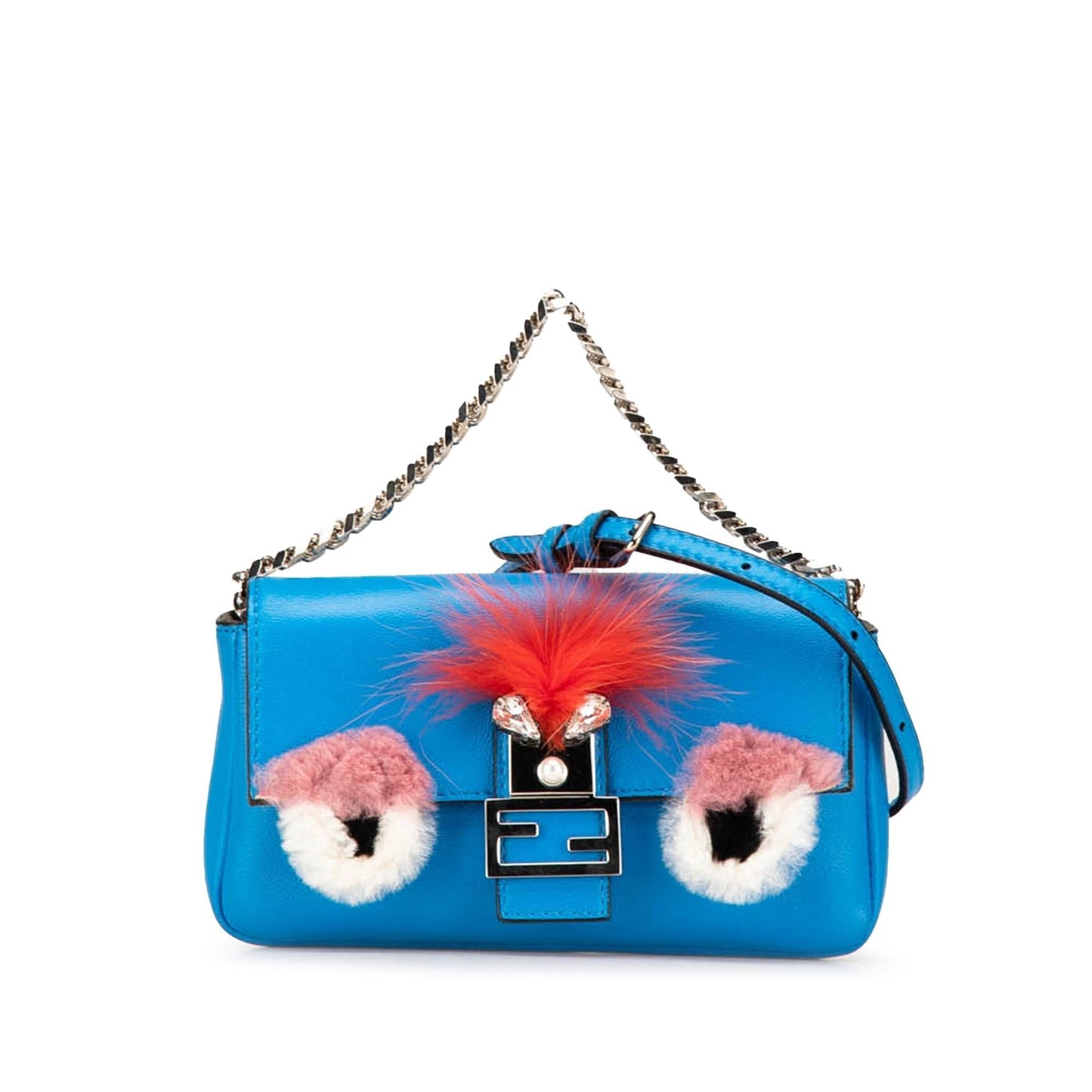 Fendi Monster Baguette Satchel Leather Micro Satchel Bag