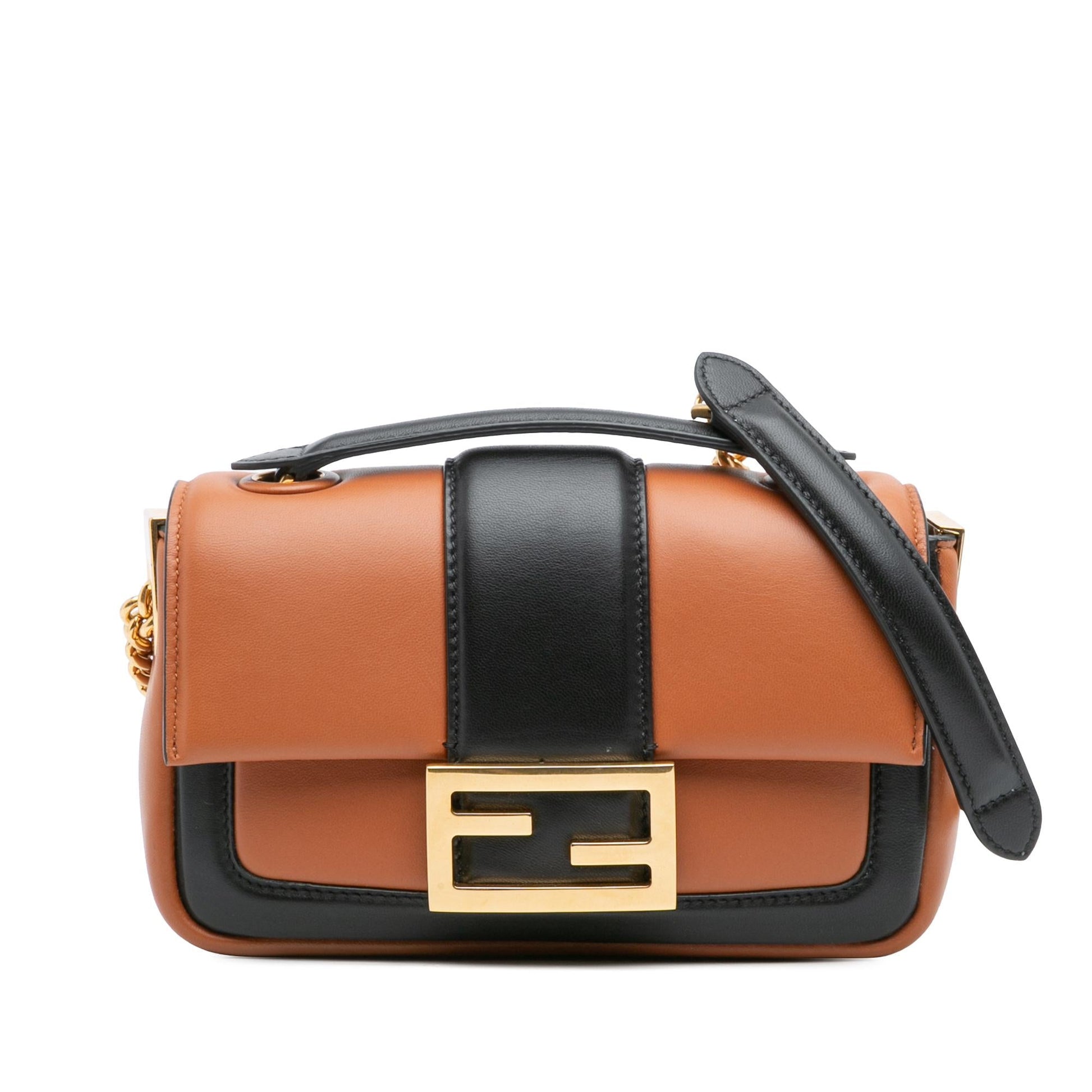 Fendi Bicolor Nappa Apolo Baguette Shoulder Bag Mini Chain