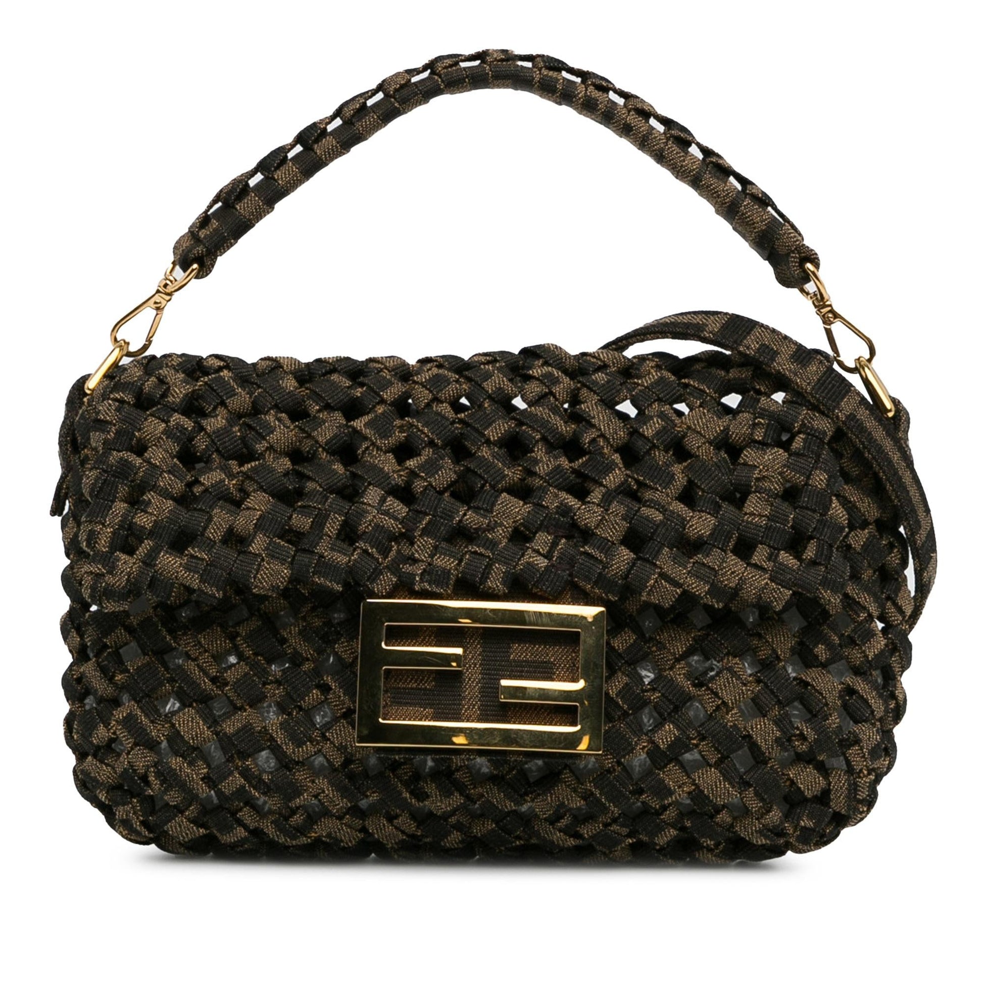 Fendi Interlaced Zucca Baguette Satchel Shg Xf9Tgc Canvas Mini Satchel Bag