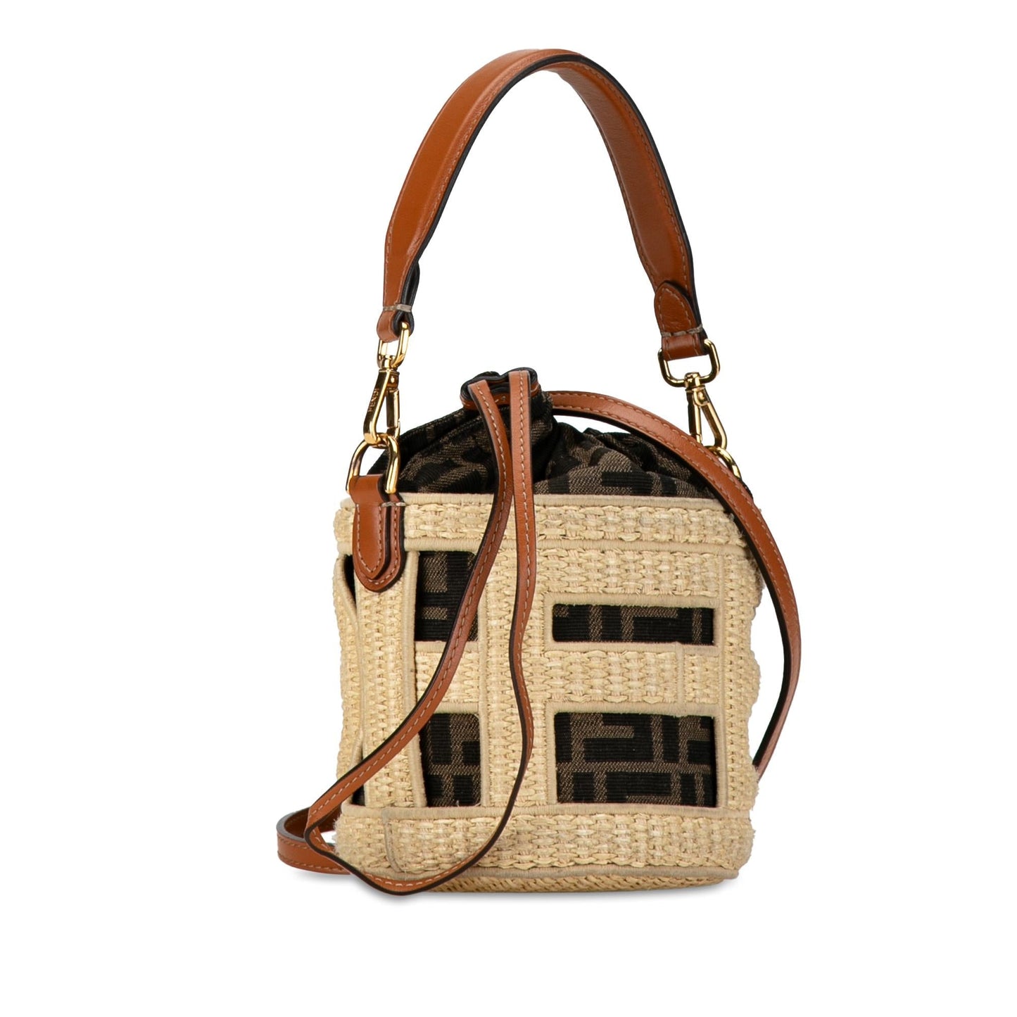 Fendi Straw And Zucca Step Out Bag Shg Vrfux8 Canvas Mini Shoulder Bag