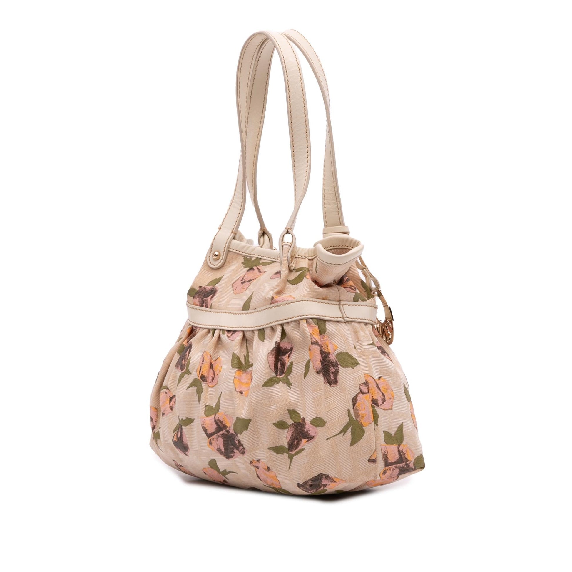 Fendi Zucca Rose Printed Chef Handbag Canvas Mini Satchel Bag
