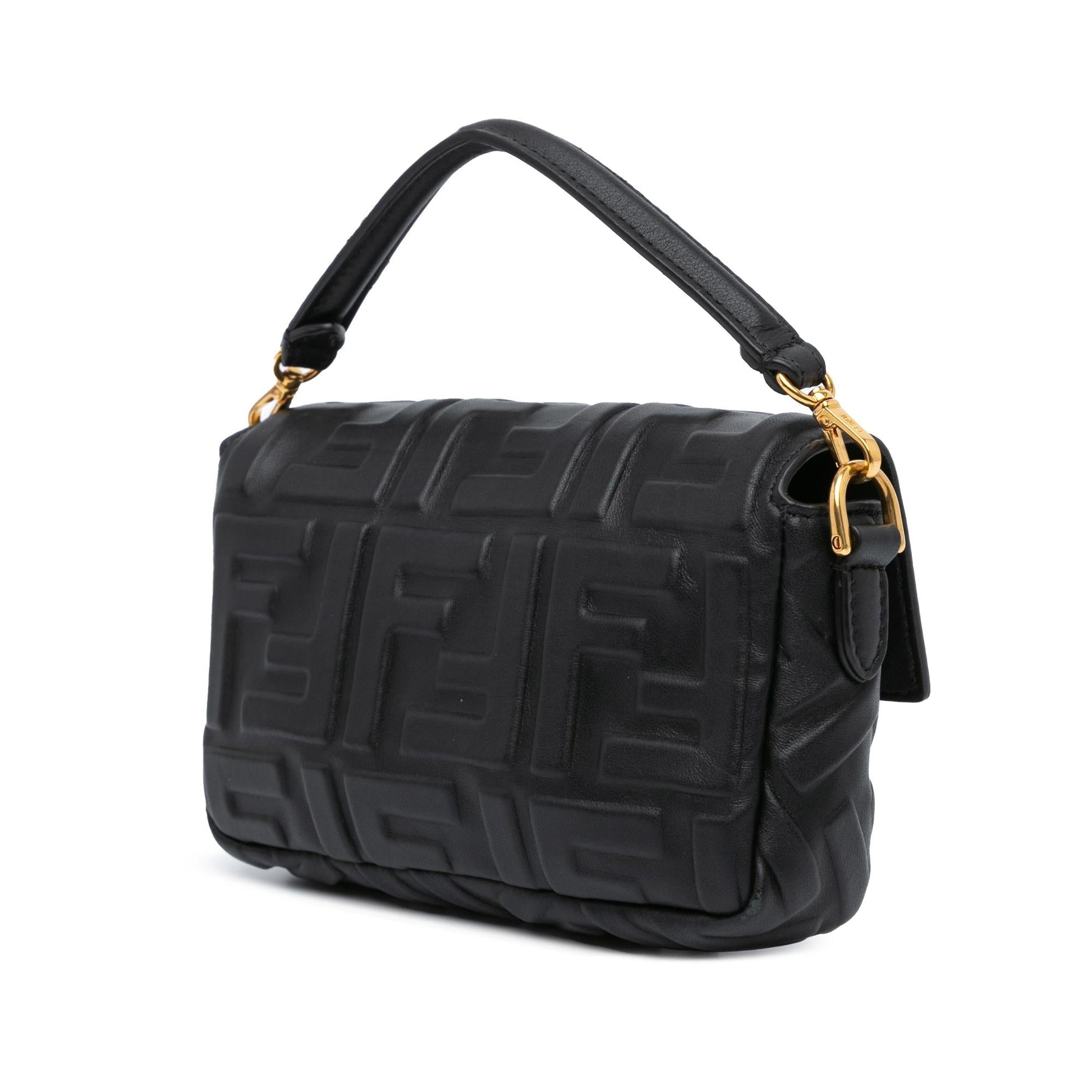 Fendi Zucca Baguette Satchel Shg Alndvt Leather Mini Embossed Satchel Bag