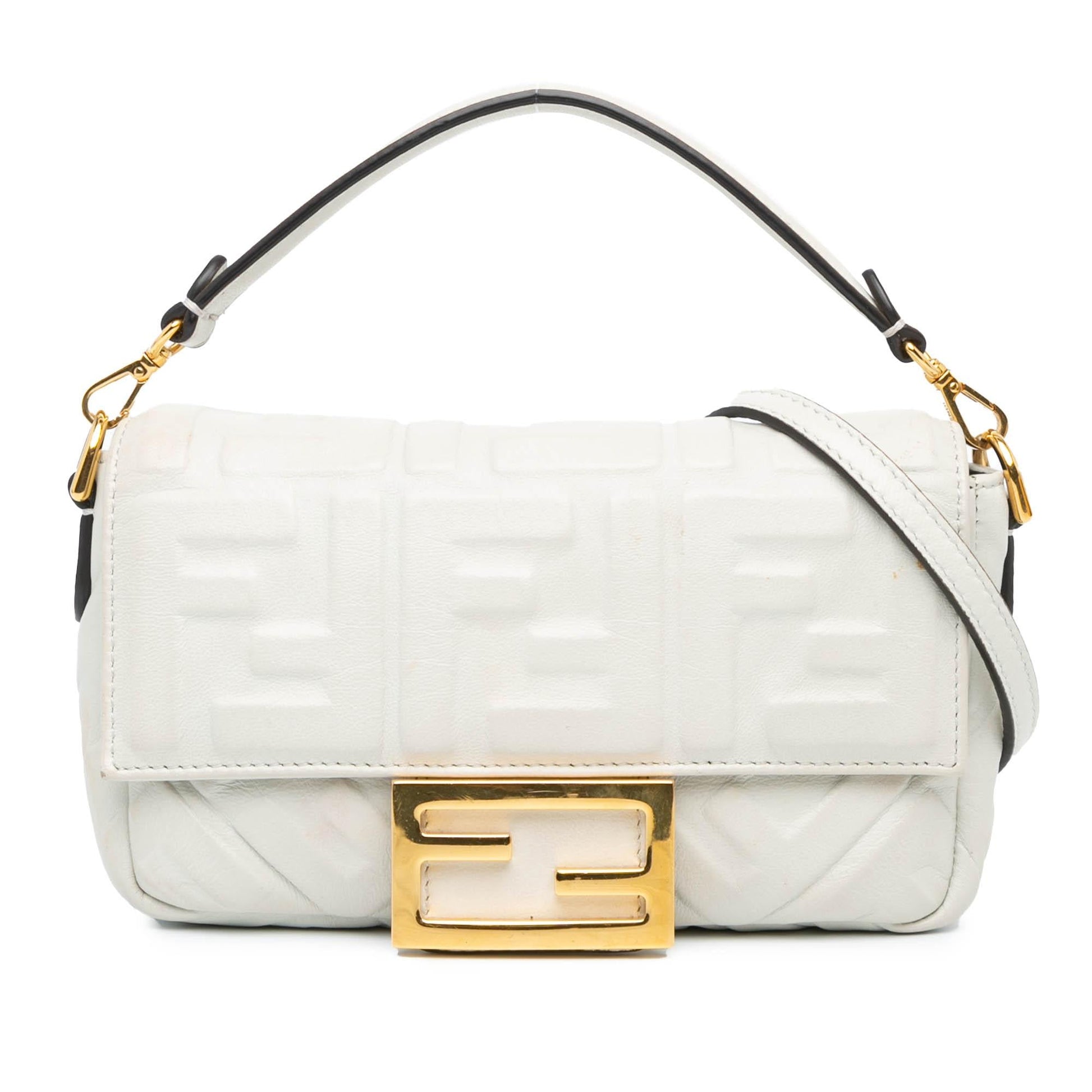 Fendi Zucca Baguette Satchel Leather Mini Embossed Satchel Bag Satchel Shg Sglscw