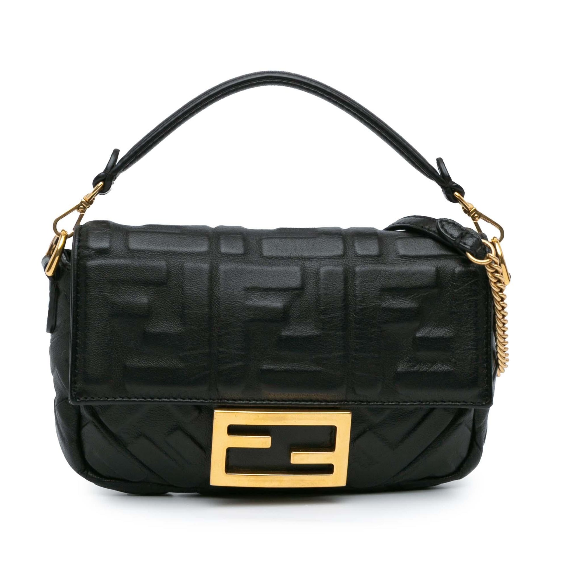 Fendi Zucca Baguette Satchel Shg Cd0Erc Leather Mini Embossed Satchel Bag