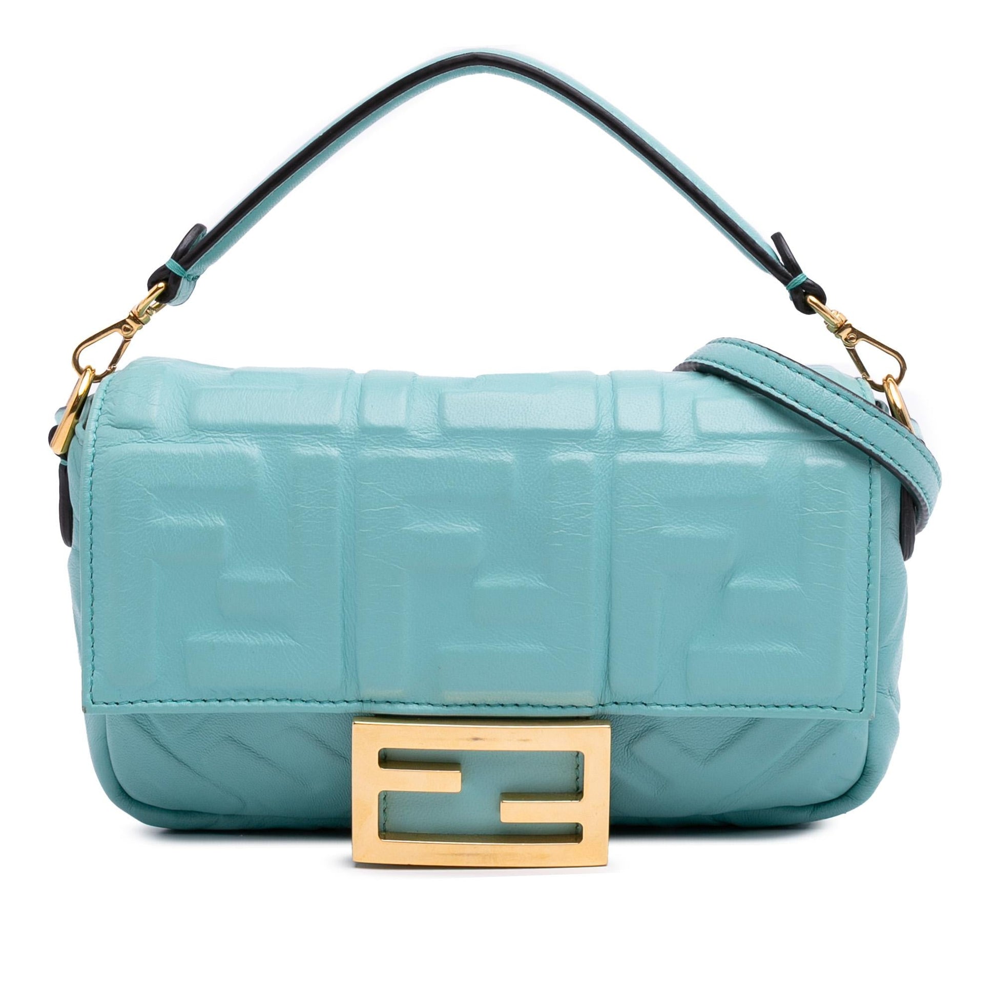 Fendi Zucca Baguette Satchel Leather Mini Embossed Satchel Bag Baguette Satchel 5