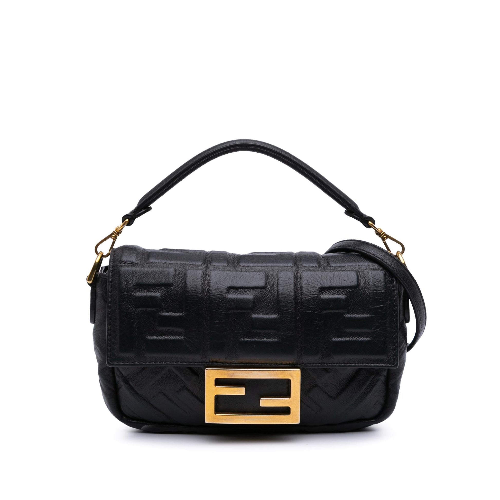 Fendi Zucca Baguette Satchel Leather Mini Embossed Satchel Bag Baguette Satchel 11