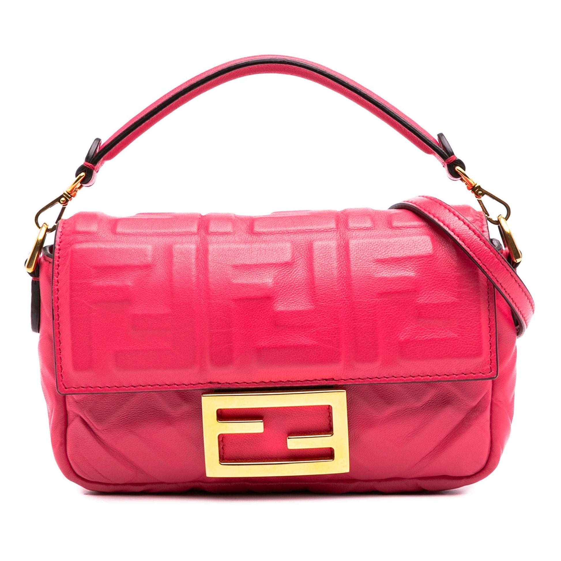 Fendi Zucca Baguette Satchel Leather Mini Embossed Satchel Bag Baguette Satchel 20