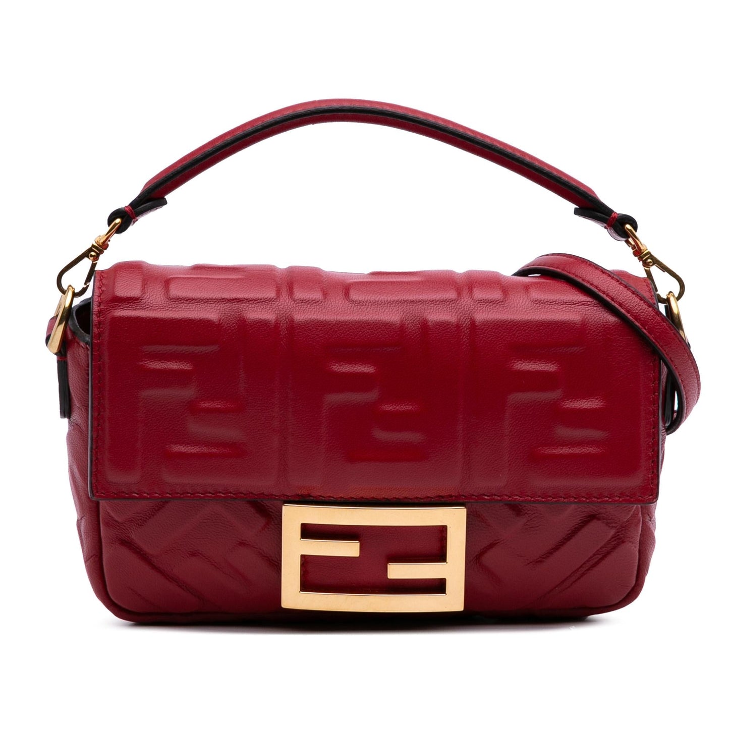 Fendi Zucca Baguette Satchel Leather Mini Embossed Satchel Bag Baguette Satchel 22