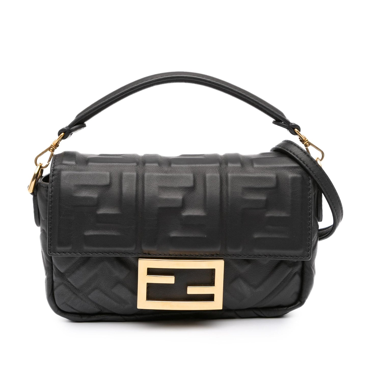 Fendi Zucca Baguette Satchel Leather Mini Embossed Satchel Bag Baguette Satchel 23