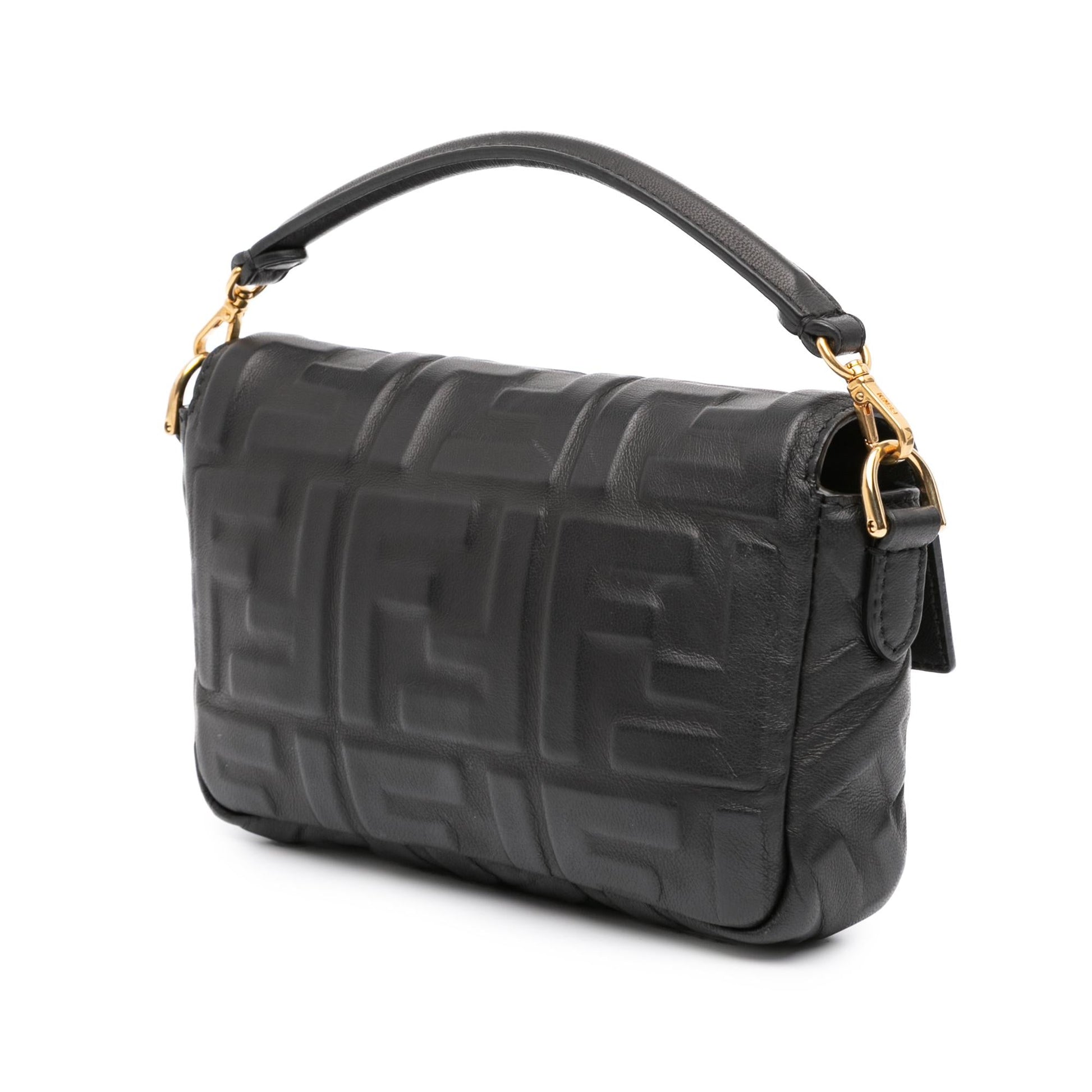 Fendi Zucca Baguette Satchel Leather Mini Embossed Satchel Bag Baguette Satchel 23