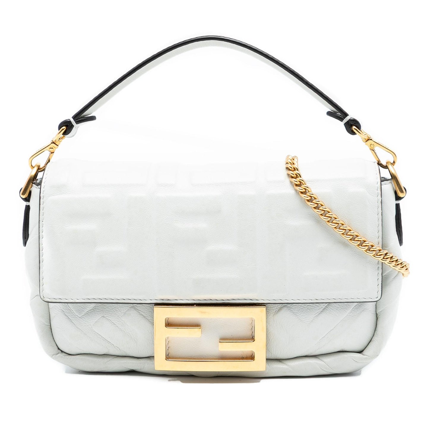 Fendi Zucca Baguette Satchel Leather Mini Embossed Satchel Bag