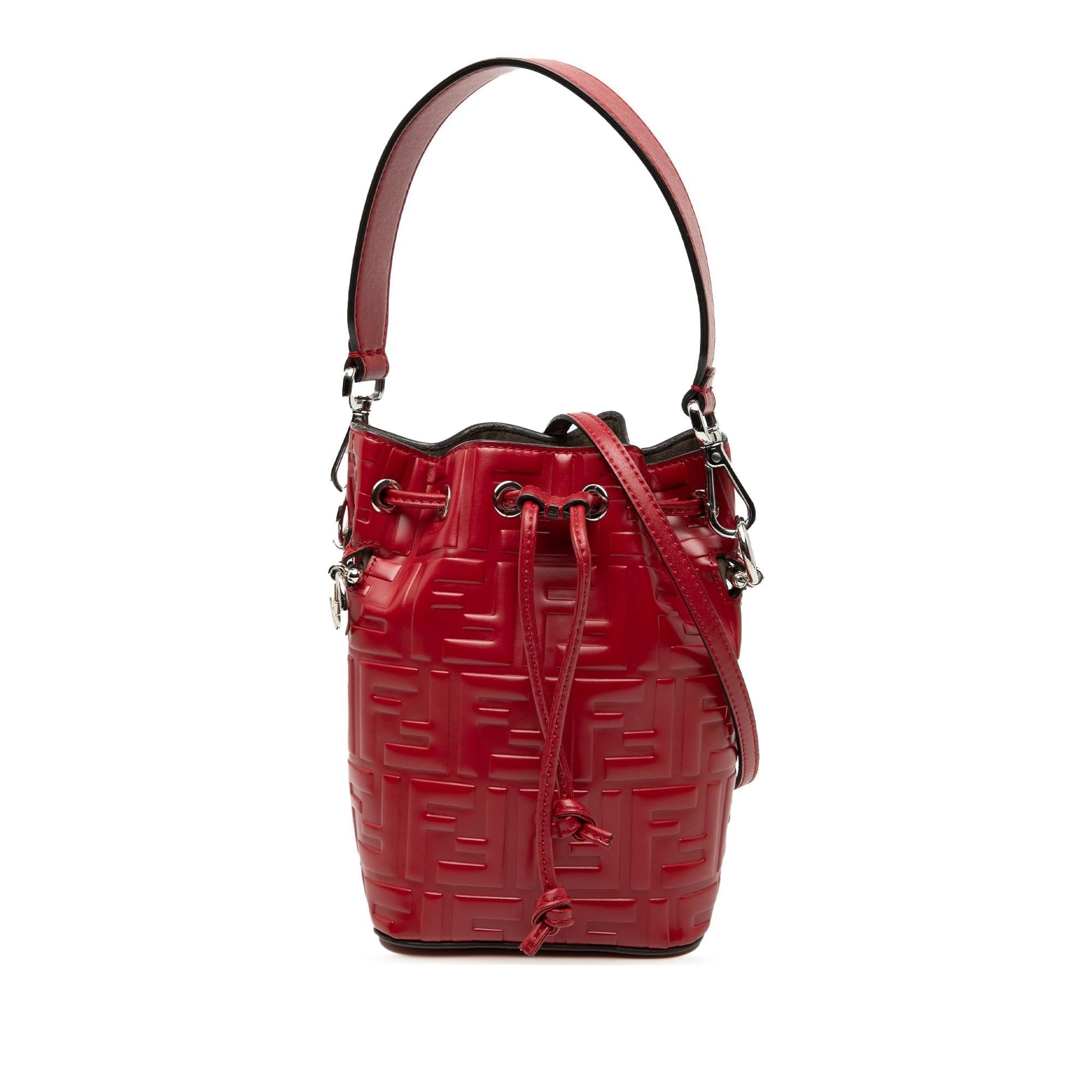 Fendi Zucca Mon Tresor Bag Leather Mini Embossed Satchel Bag Tresor Bucket Bag