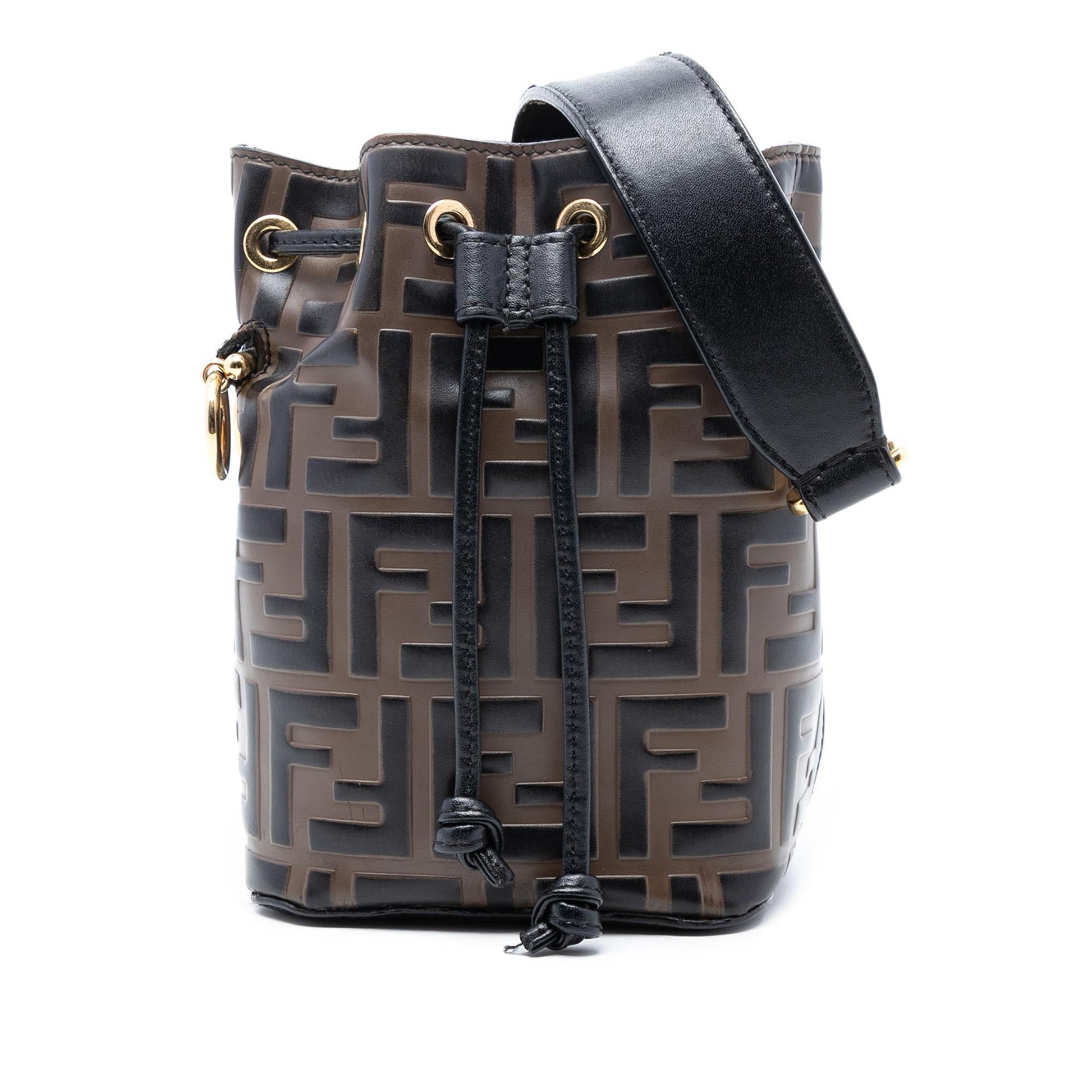 Fendi Zucca Mon Tresor Bag Leather Mini Embossed Satchel Bag