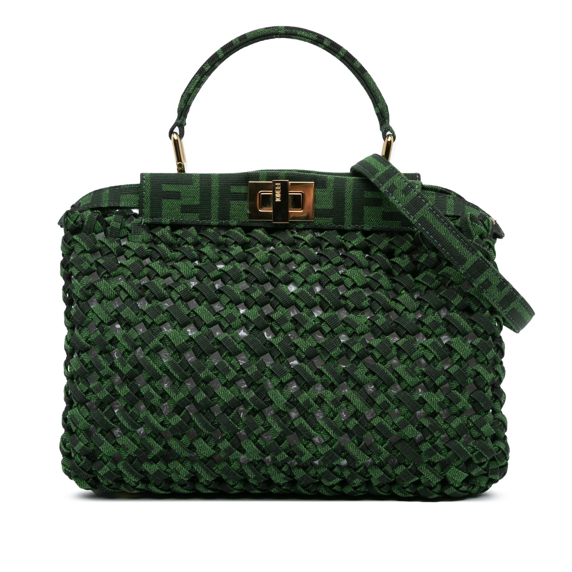 Fendi Zucca Interlaced Iconic Peekaboo Satchel Shg Bvhwrt Canvas Mini Satchel Bag