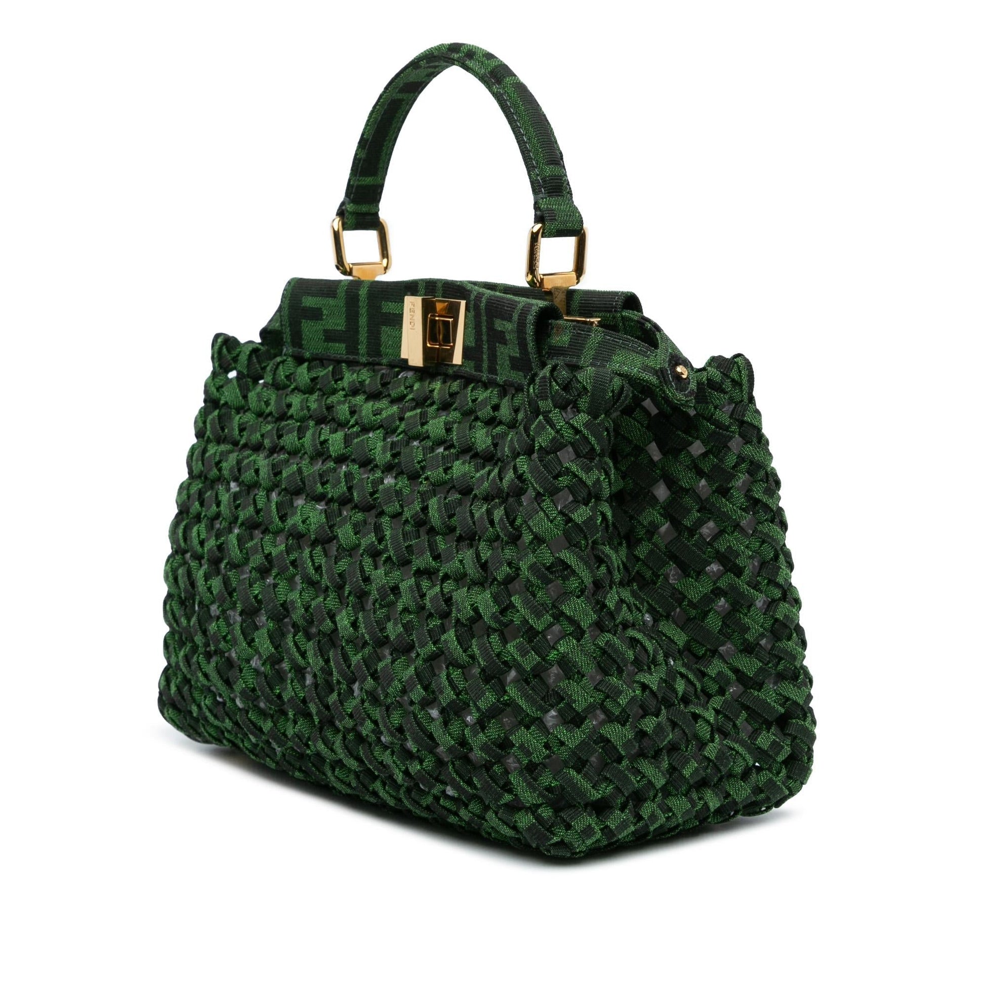 Fendi Zucca Interlaced Iconic Peekaboo Satchel Shg Bvhwrt Canvas Mini Satchel Bag