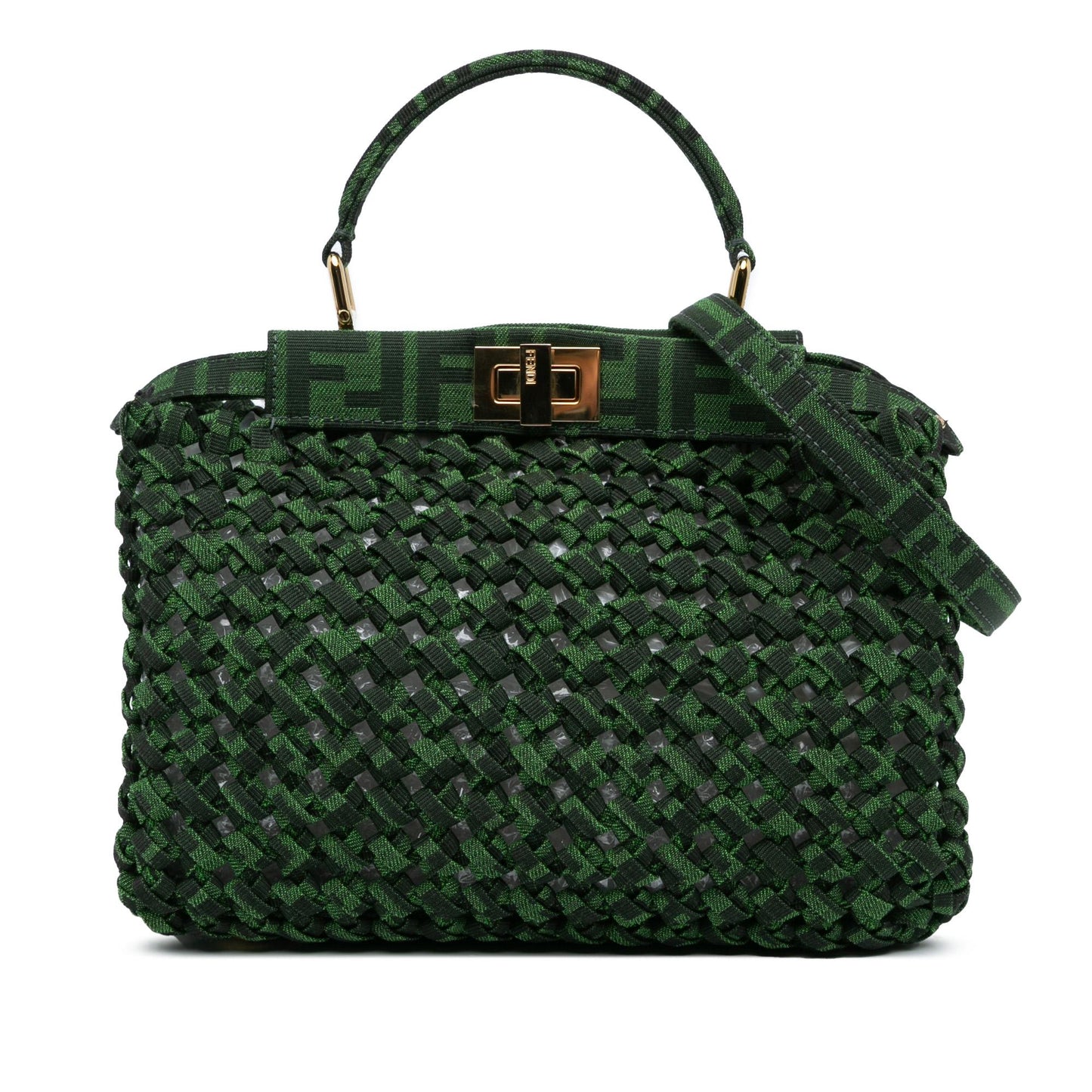 Fendi Zucca Interlaced Iconic Peekaboo Satchel Shg Hnjiei Canvas Mini Satchel Bag