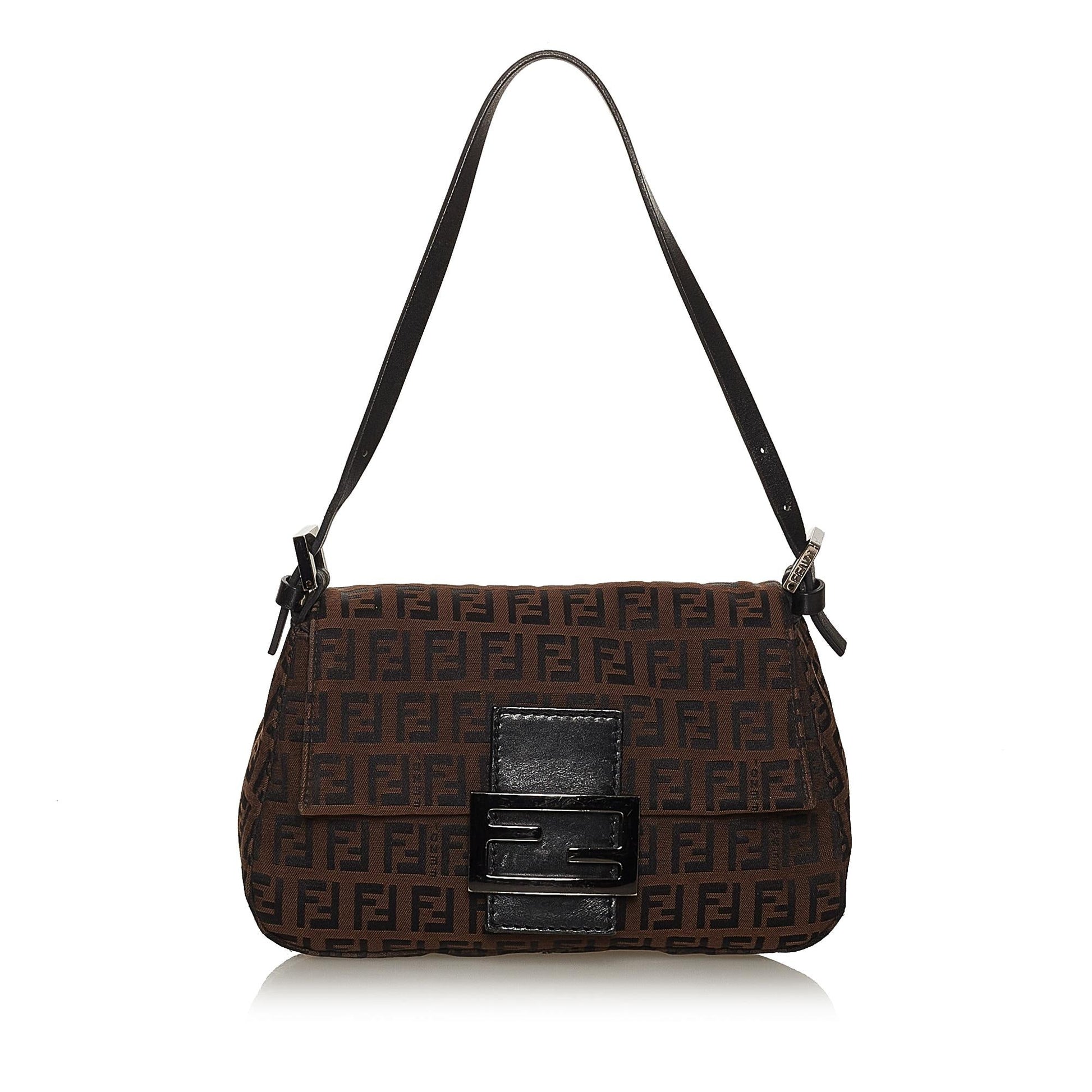 Fendi Zucchino Mamma Baguette Shg Handbag Canvas Mini Shoulder Bag