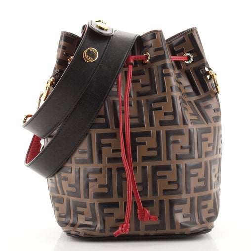 Fendi Mon Tresor Bag Zucca Leather Small Embossed Bucket Bag