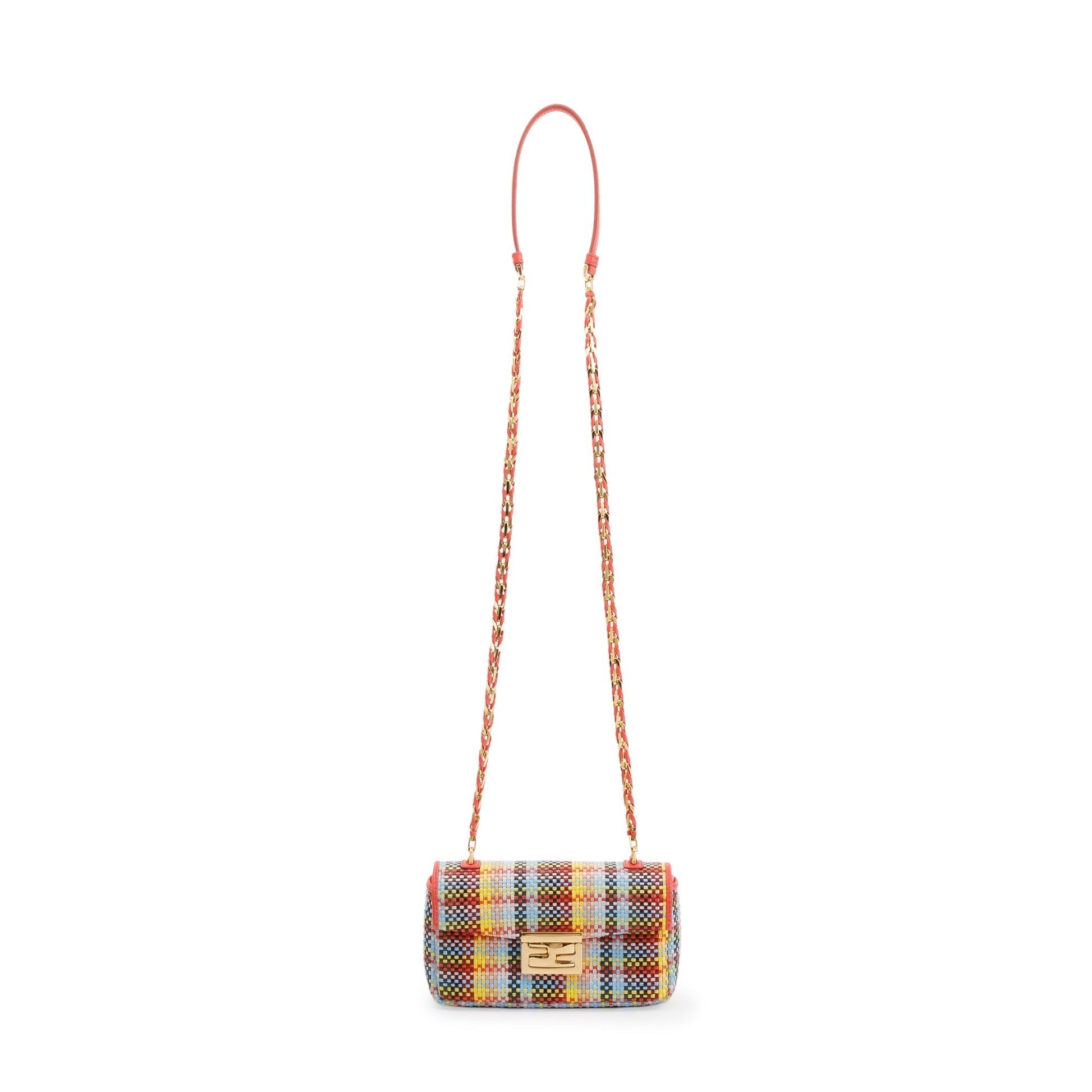 Fendi Multicolor Rosa Ecstacy Nappa Intrecciato Be Baguette Woven Mini Crossbody Bag