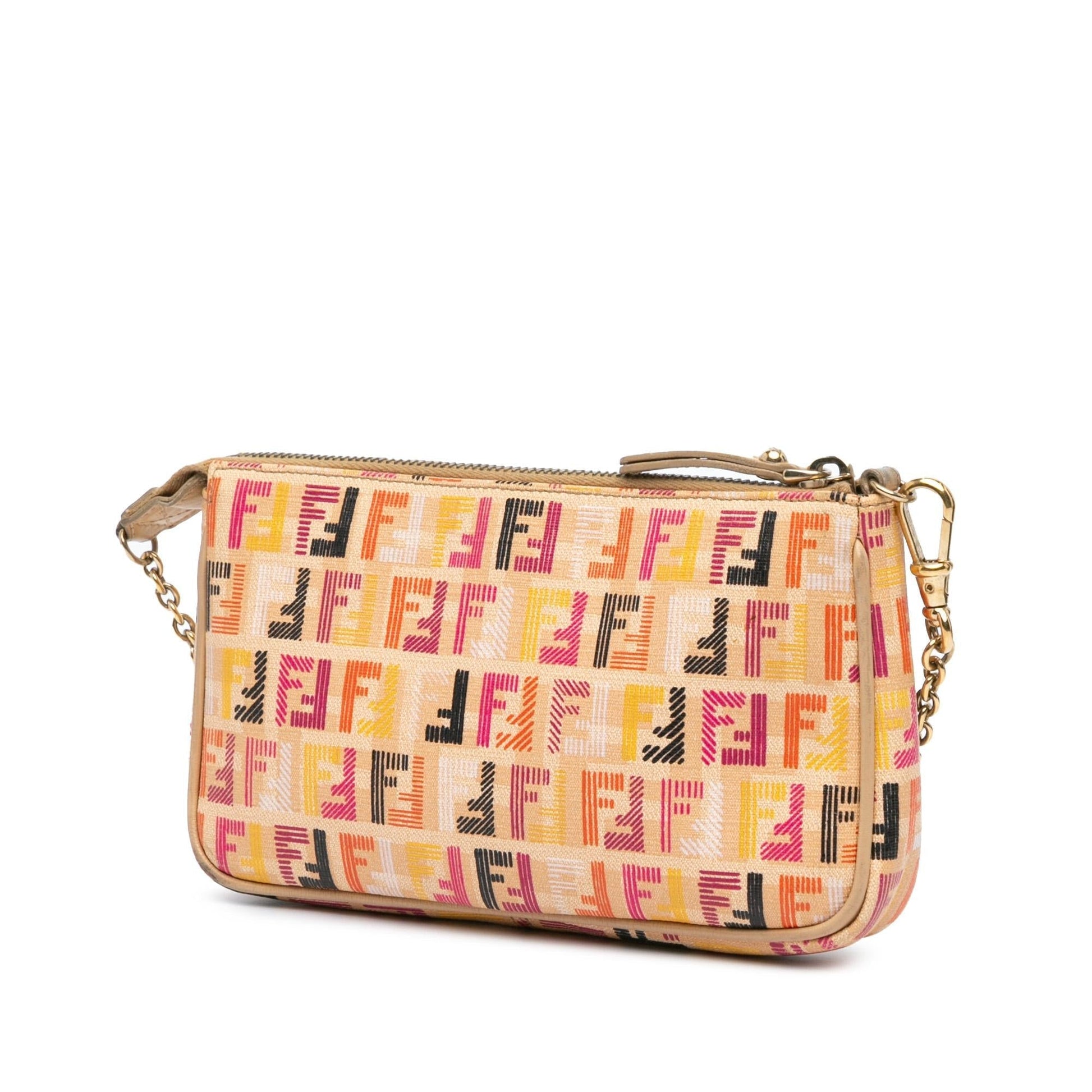 Fendi Zucchino Spalmati Pochette Shoulder Bag Multicolor Chain Pochette Shg Dhiqma